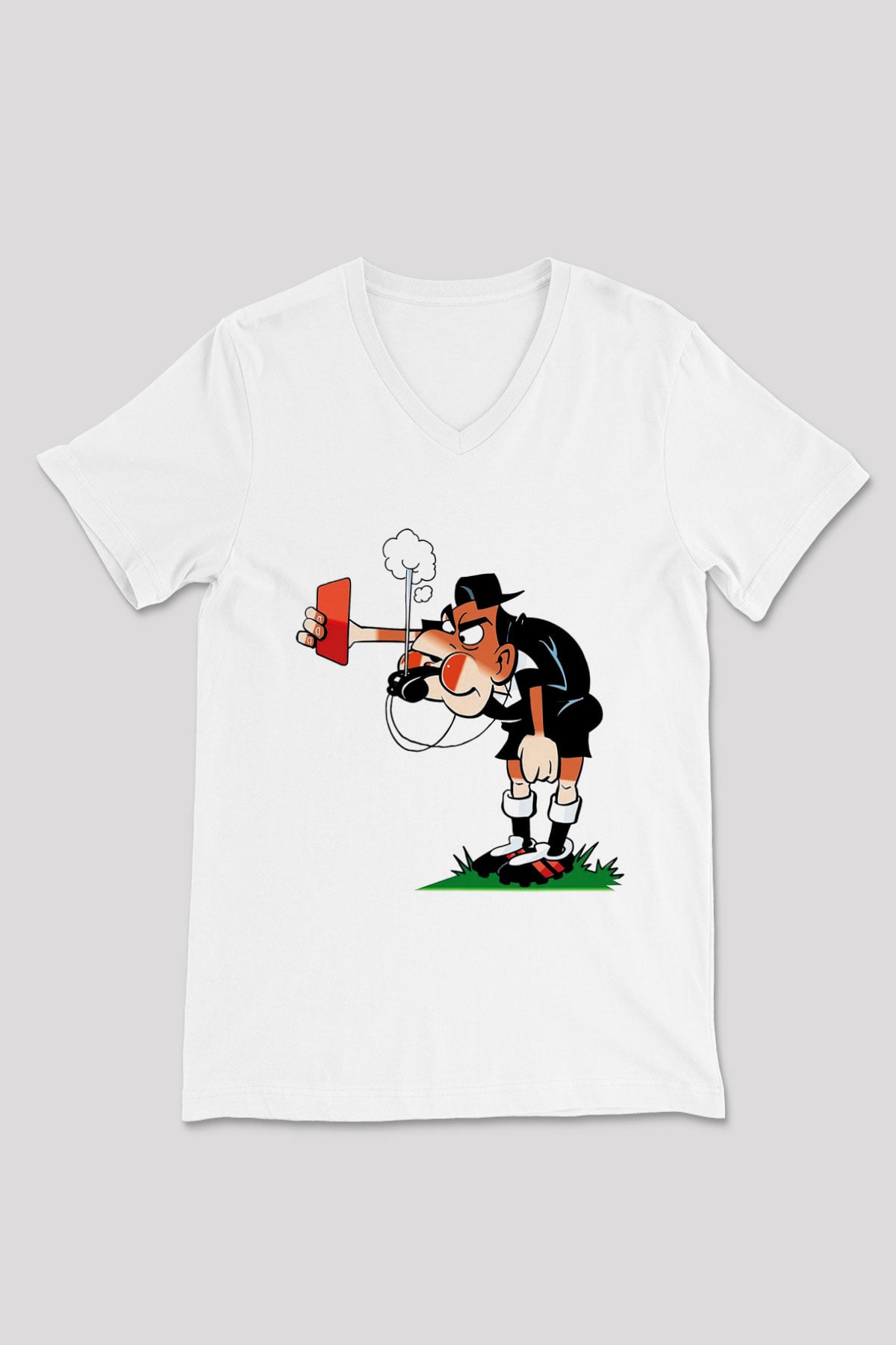 Hakem Beyaz Unisex V Yaka Tişört T-Shirt