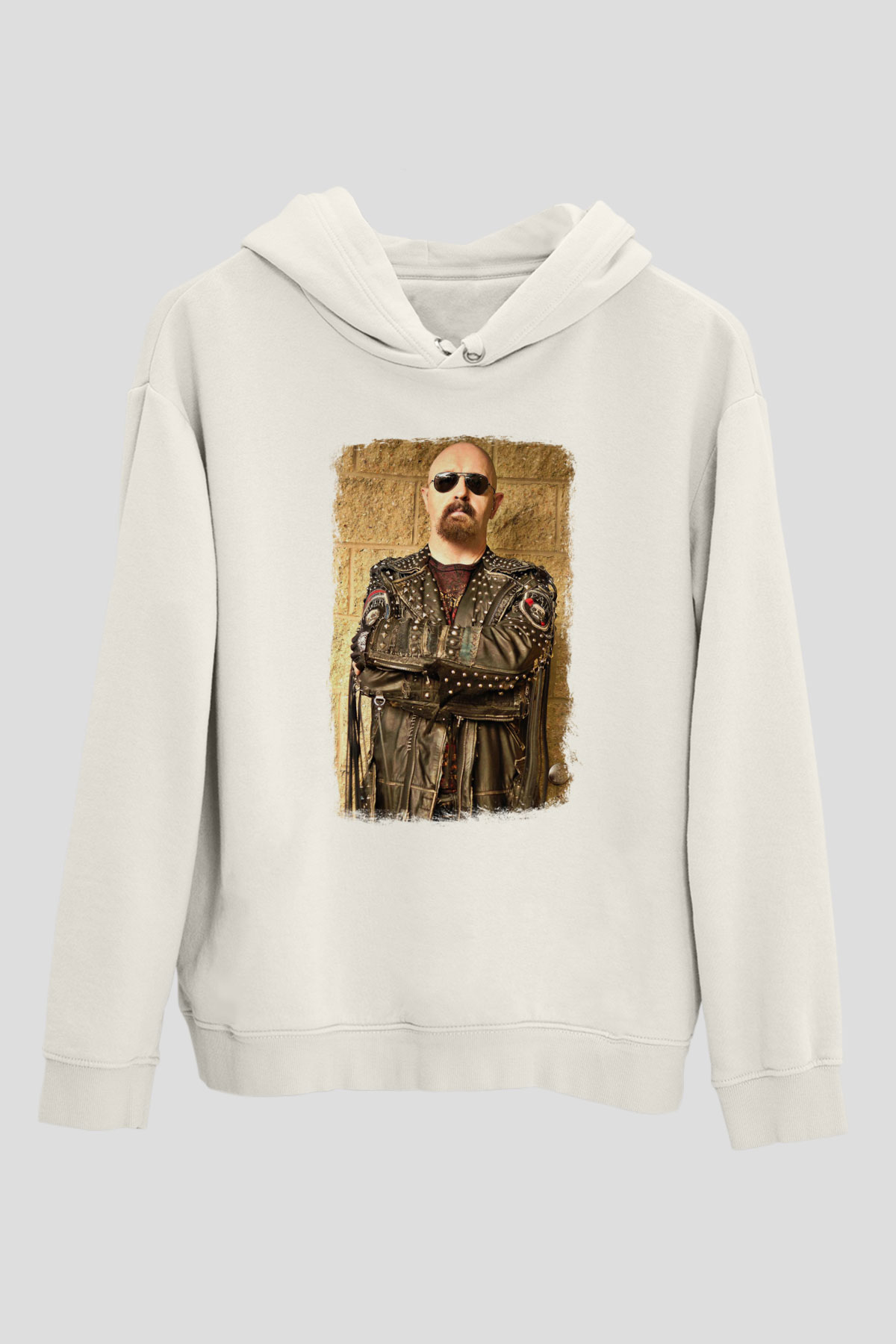 Halford Baskılı Unisex Beyaz Hoodie
