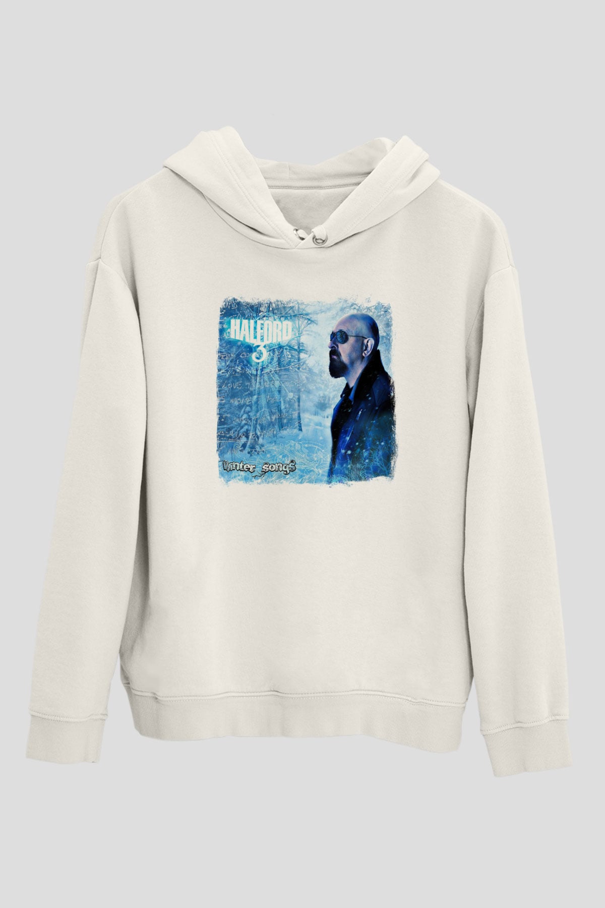 Halford Baskılı Unisex Beyaz Hoodie