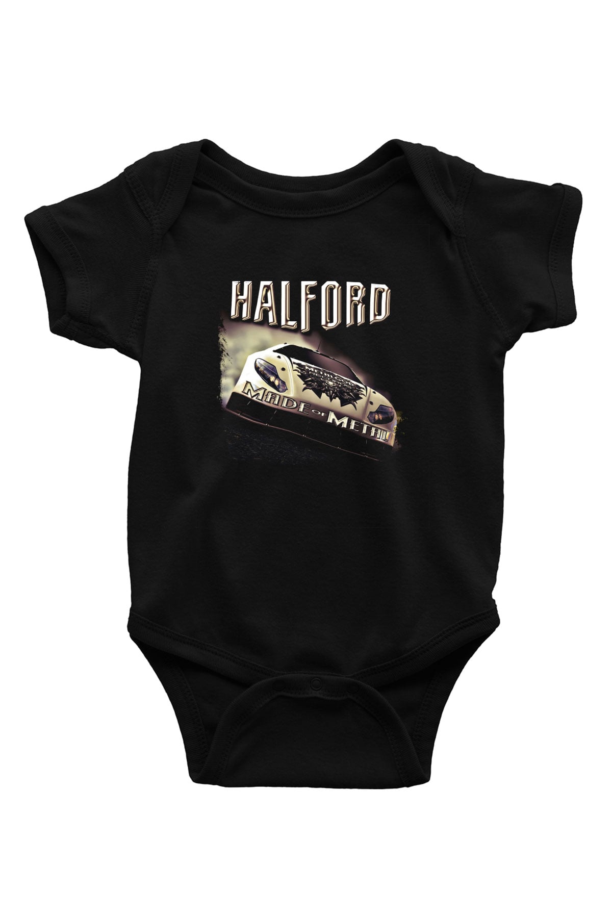 Halford Baskılı Unisex Siyah Bebek Body - Zıbın