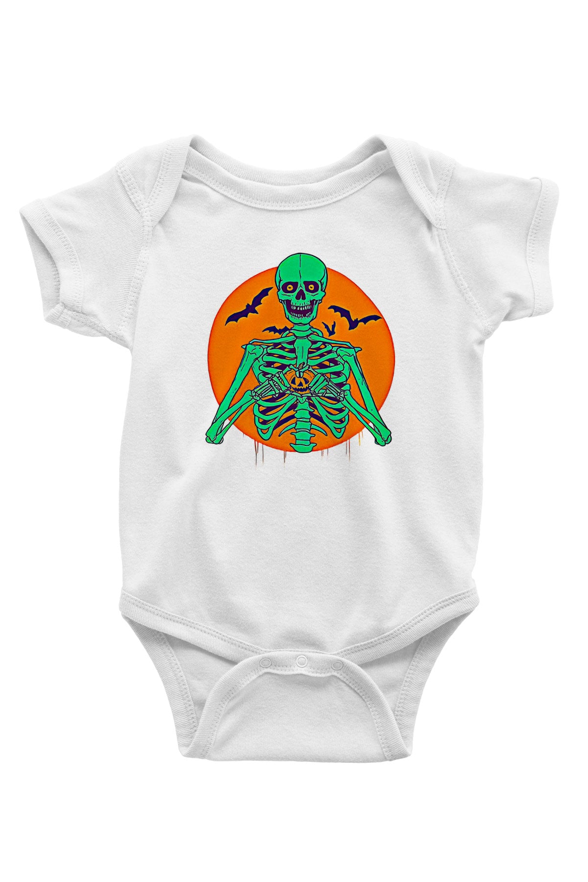 Halloween Baskılı Beyaz Unisex Bebek Body - Zıbın