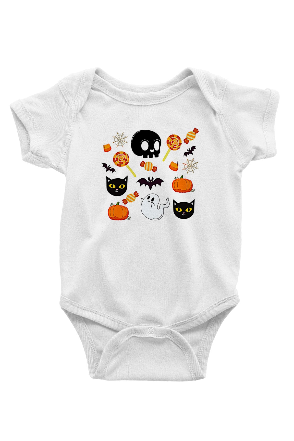Halloween Baskılı Beyaz Unisex Bebek Body - Zıbın