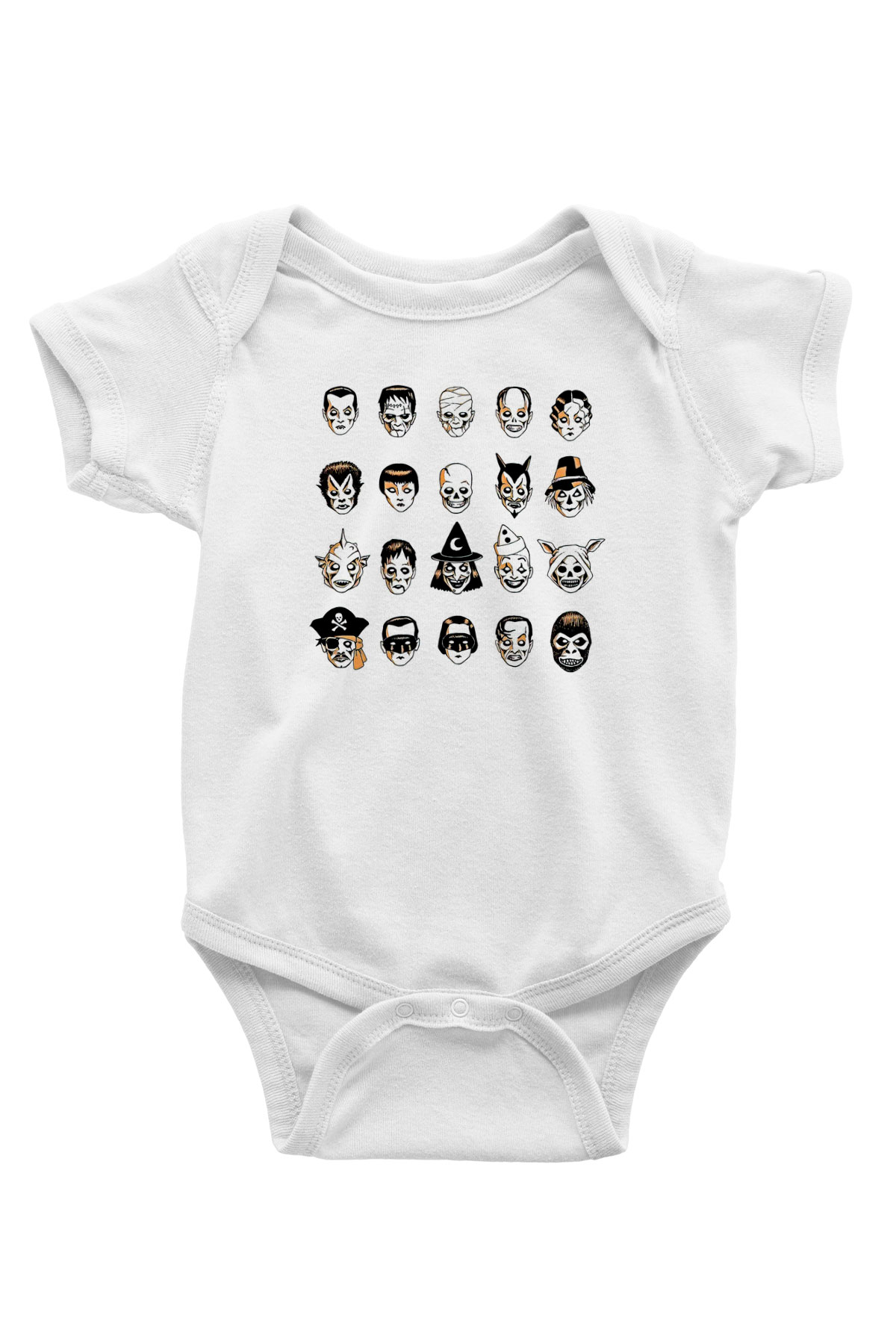 Halloween Baskılı Beyaz Unisex Bebek Body - Zıbın