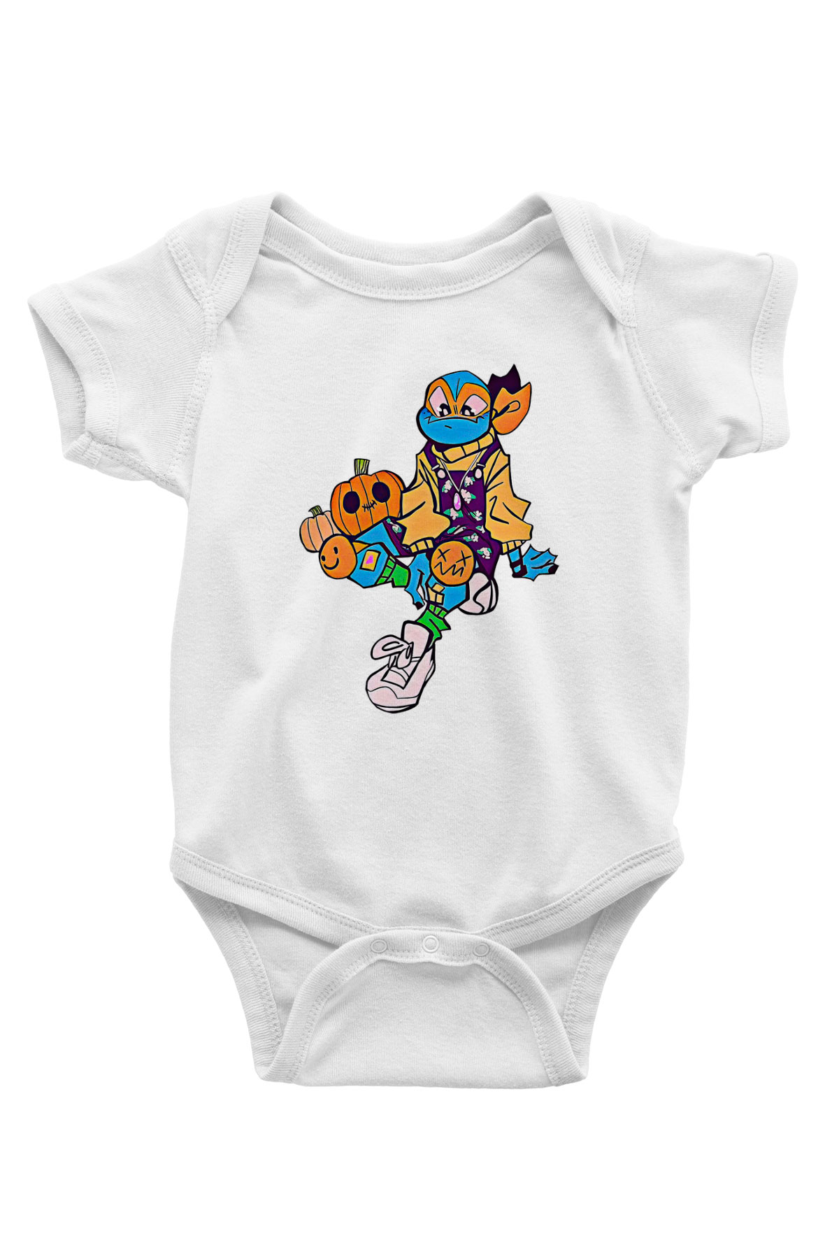 Halloween Baskılı Beyaz Unisex Bebek Body - Zıbın