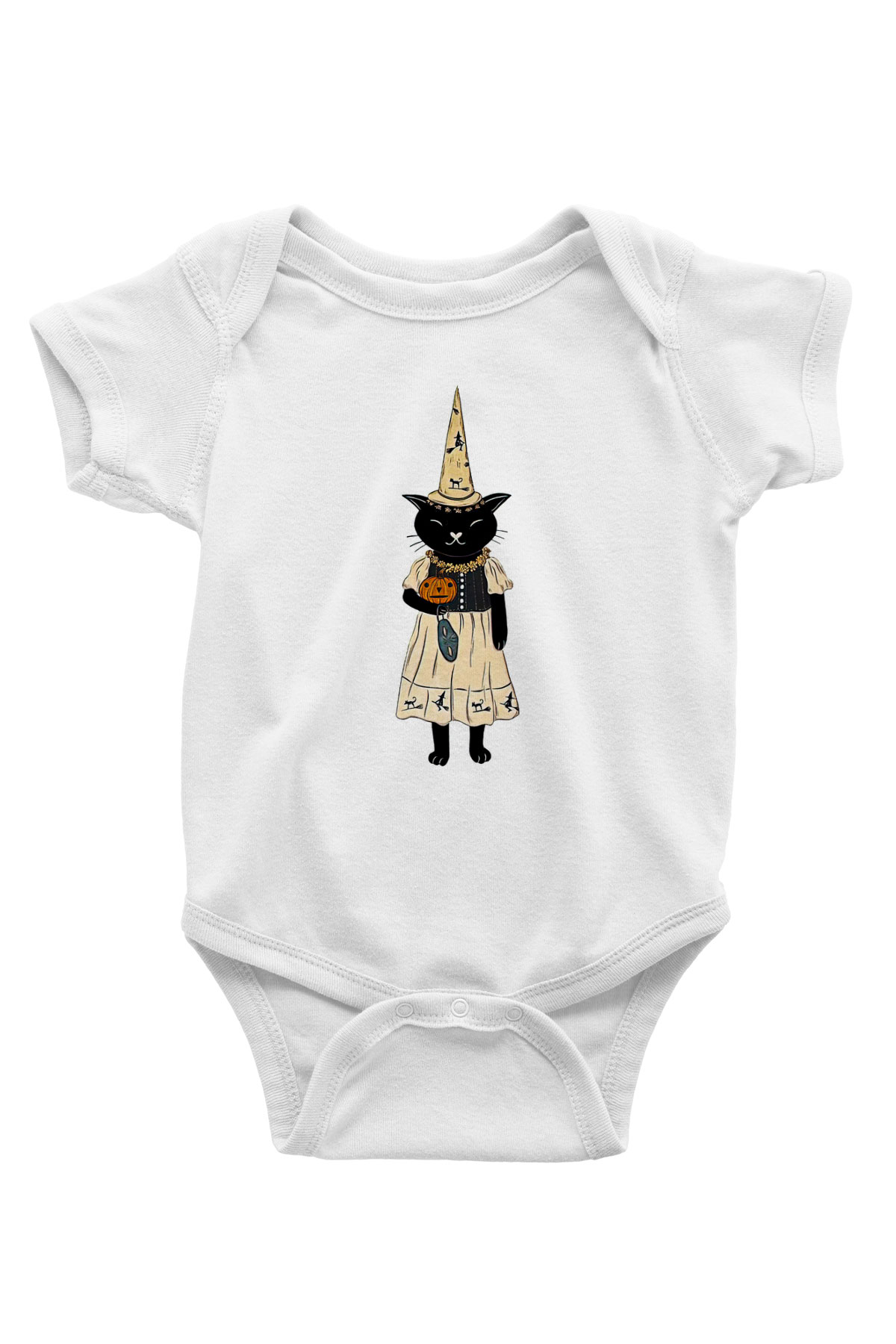 Halloween Baskılı Beyaz Unisex Bebek Body - Zıbın