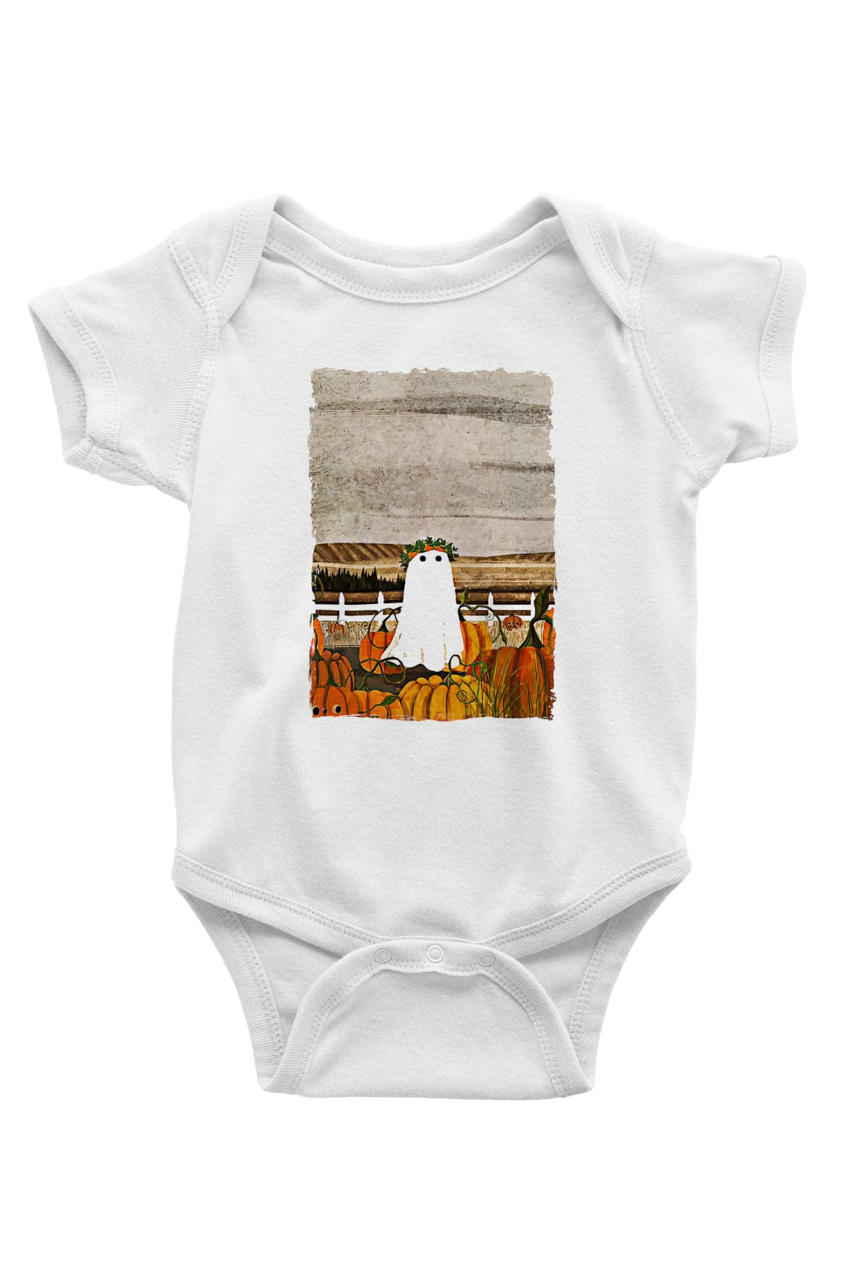 Halloween Baskılı Beyaz Unisex Bebek Body - Zıbın