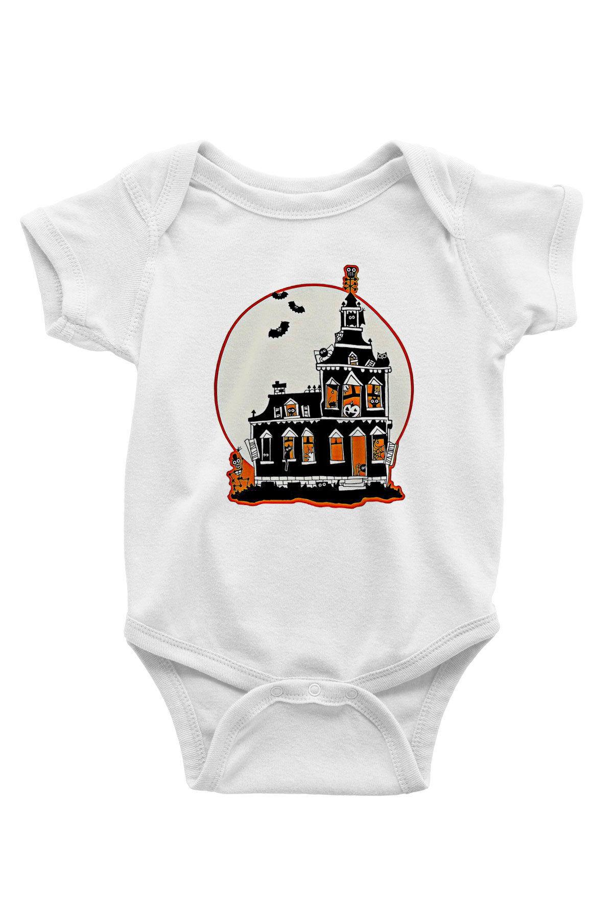 Halloween Baskılı Beyaz Unisex Bebek Body - Zıbın