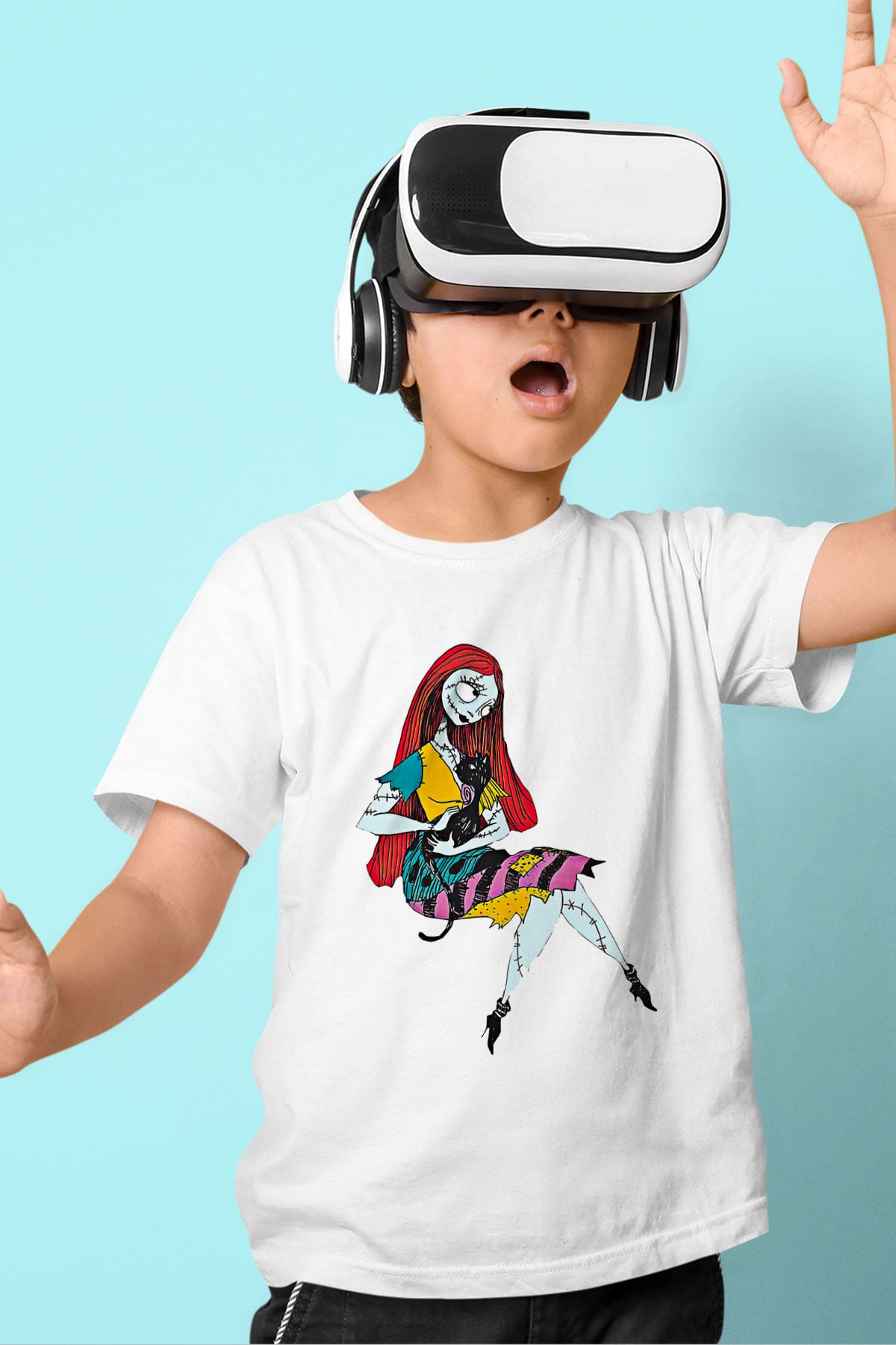 Halloween Baskılı Beyaz Unisex Beyaz Çocuk Tişört - Tshirt