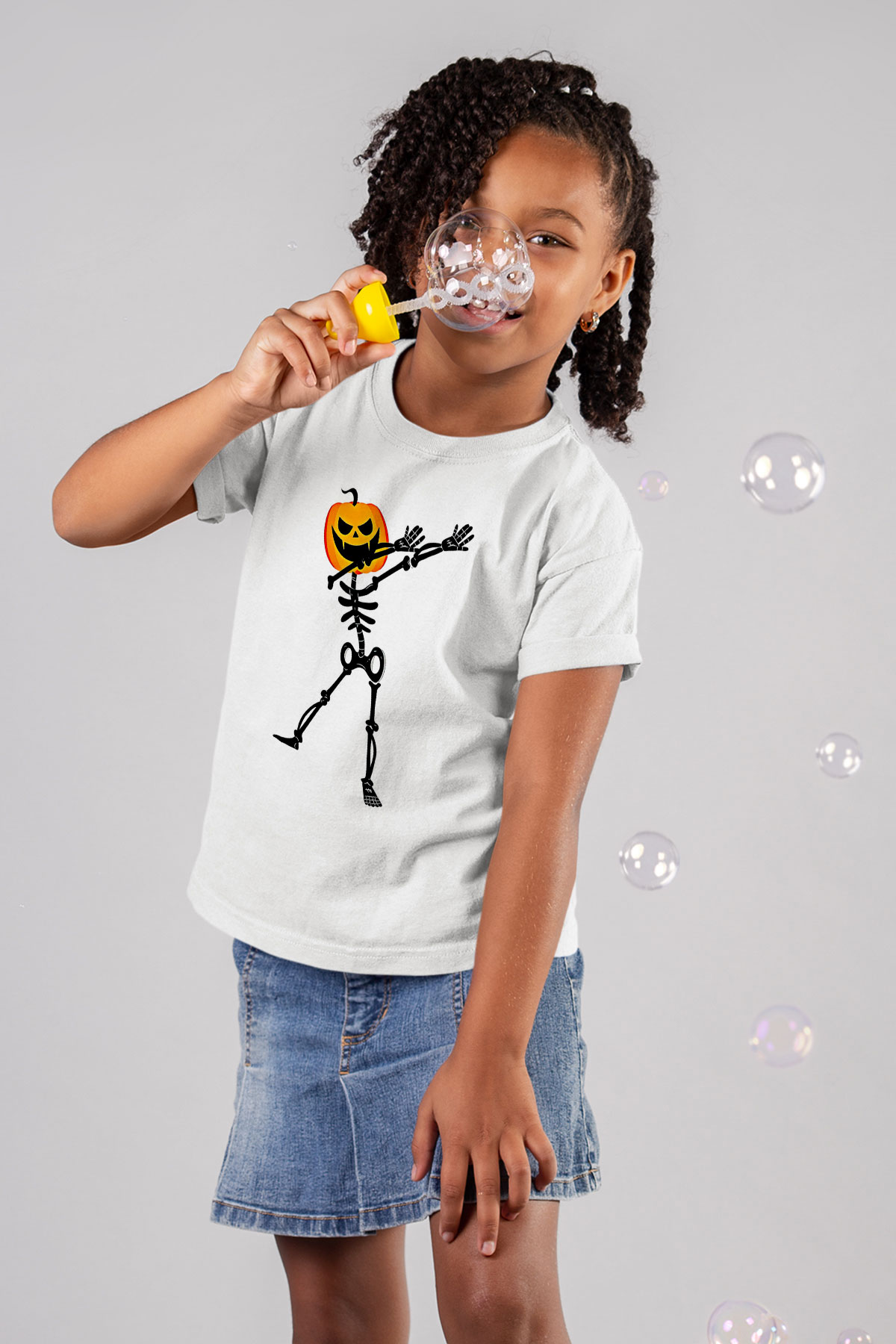 Halloween Baskılı Beyaz Unisex Beyaz Çocuk Tişört - Tshirt