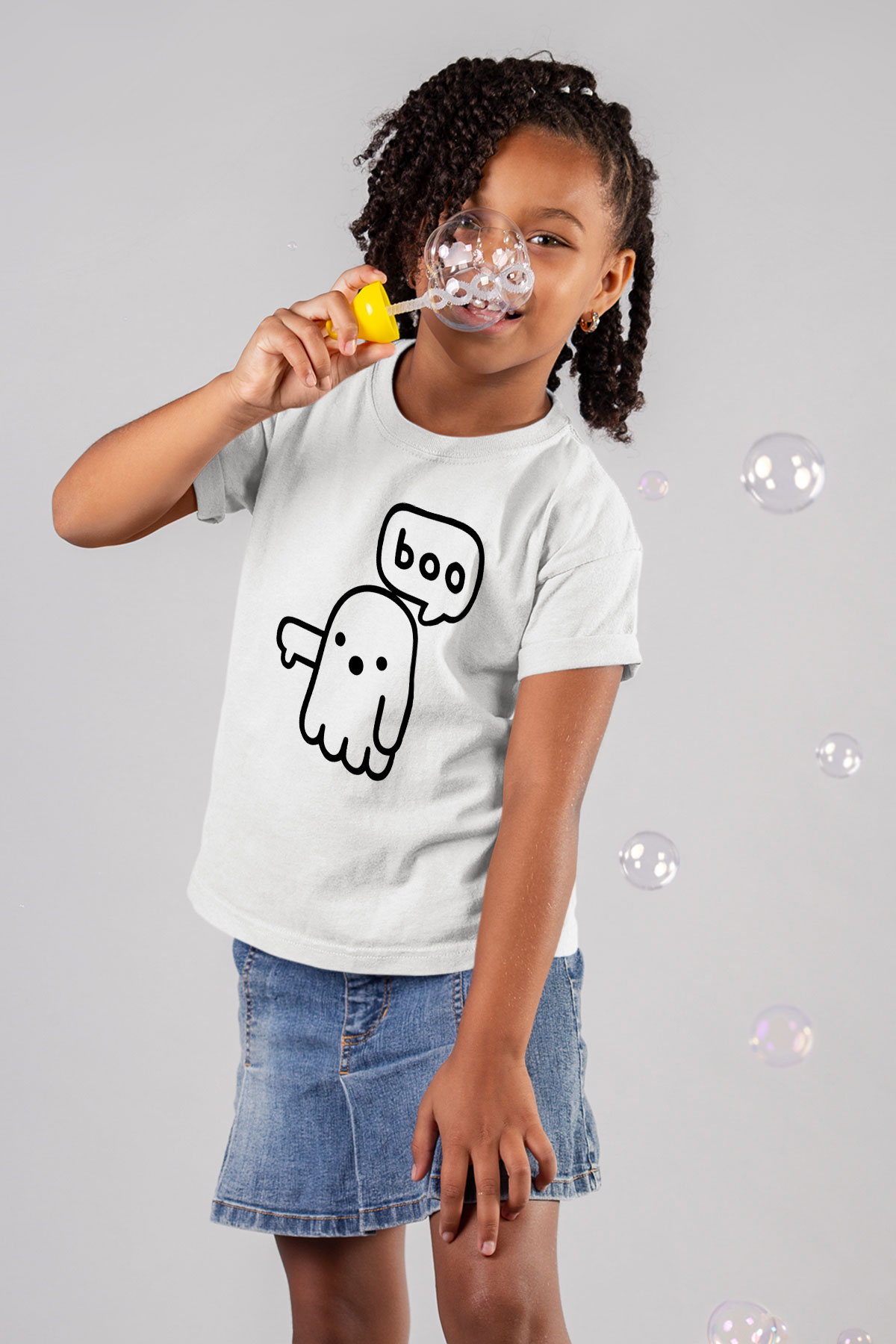 Halloween Baskılı Beyaz Unisex Beyaz Çocuk Tişört - Tshirt