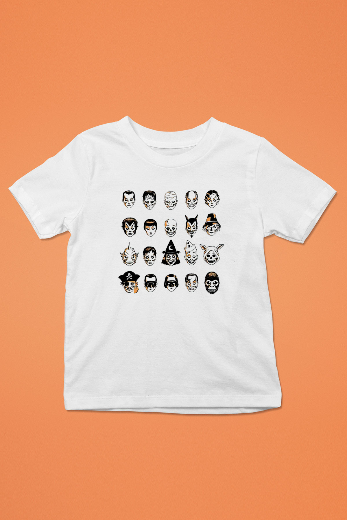 Halloween Baskılı Beyaz Unisex Beyaz Çocuk Tişört - Tshirt
