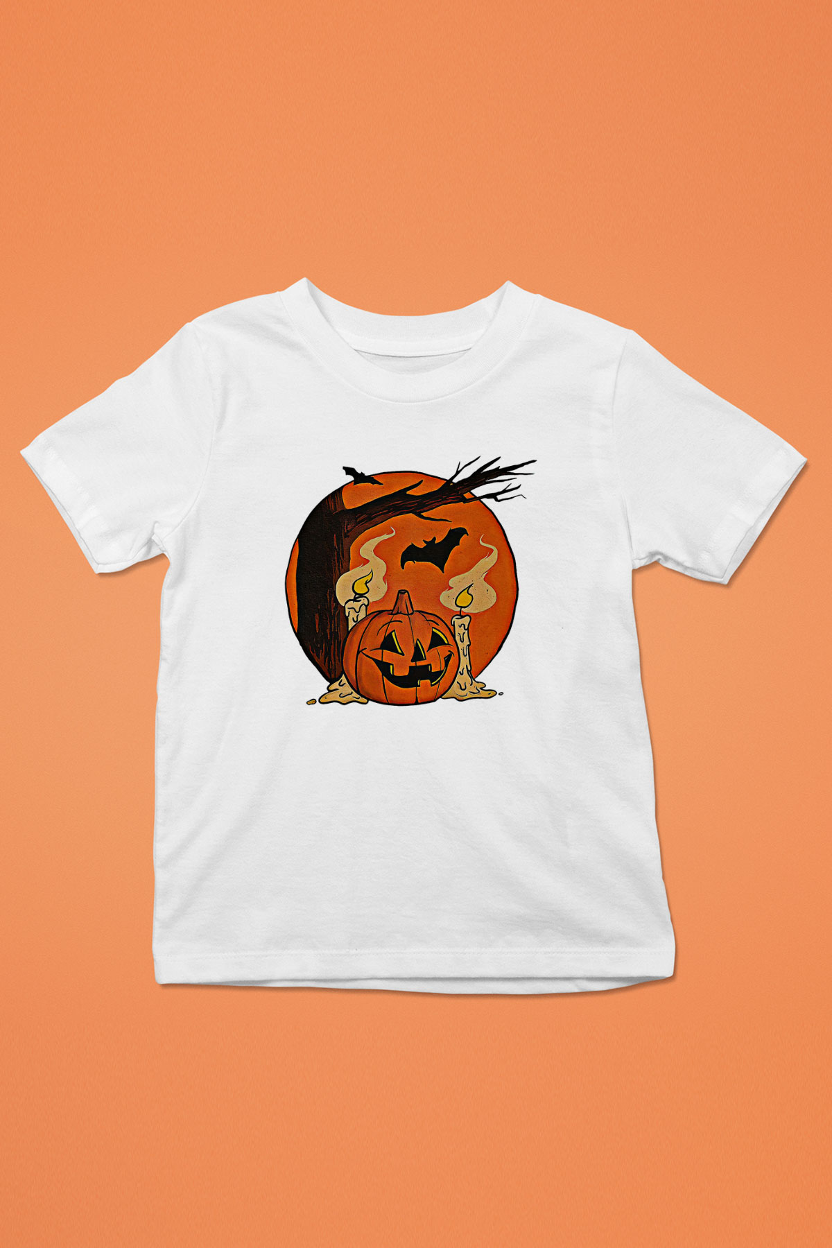 Halloween Baskılı Beyaz Unisex Beyaz Çocuk Tişört - Tshirt