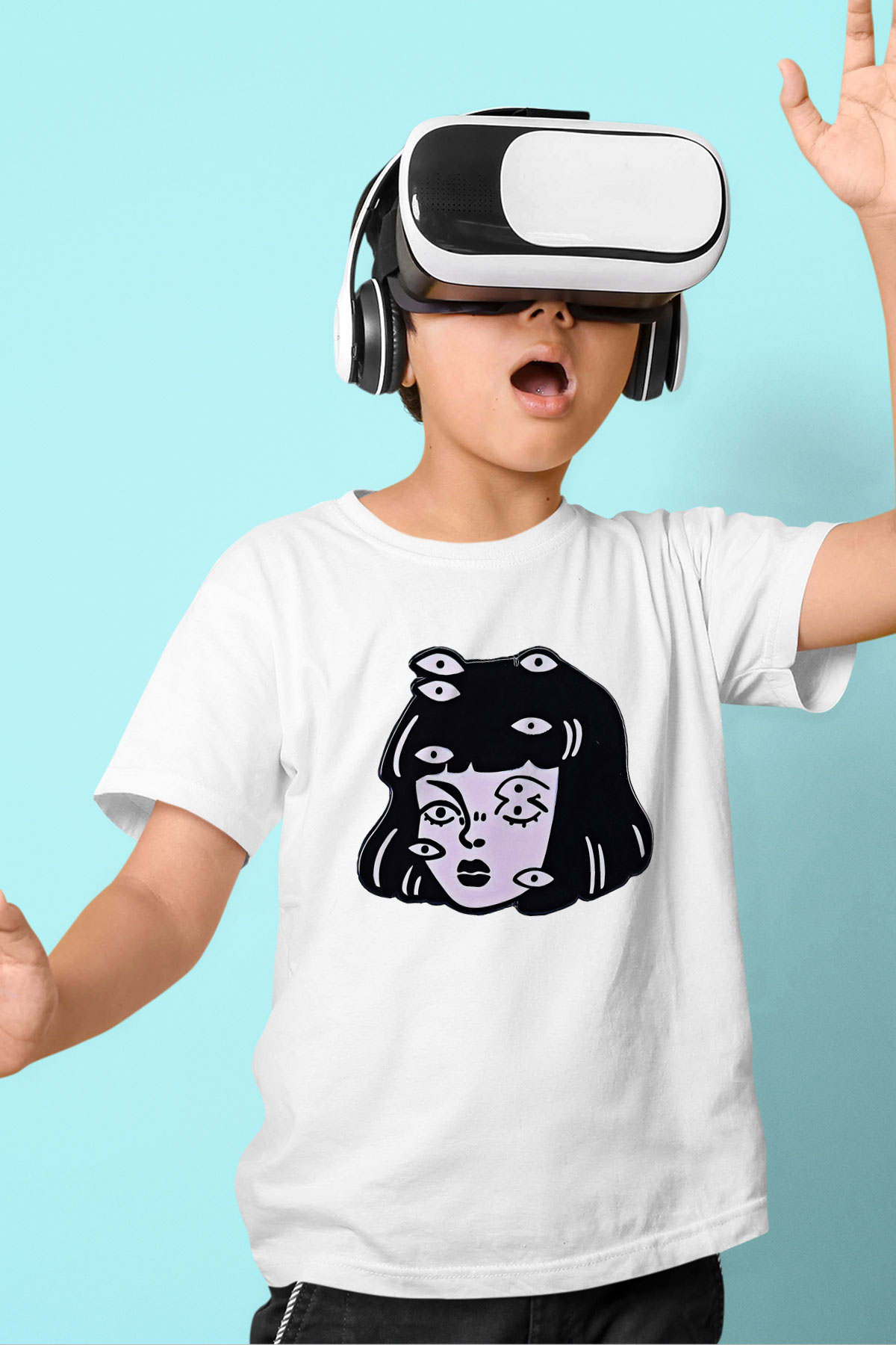 Halloween Baskılı Beyaz Unisex Beyaz Çocuk Tişört - Tshirt
