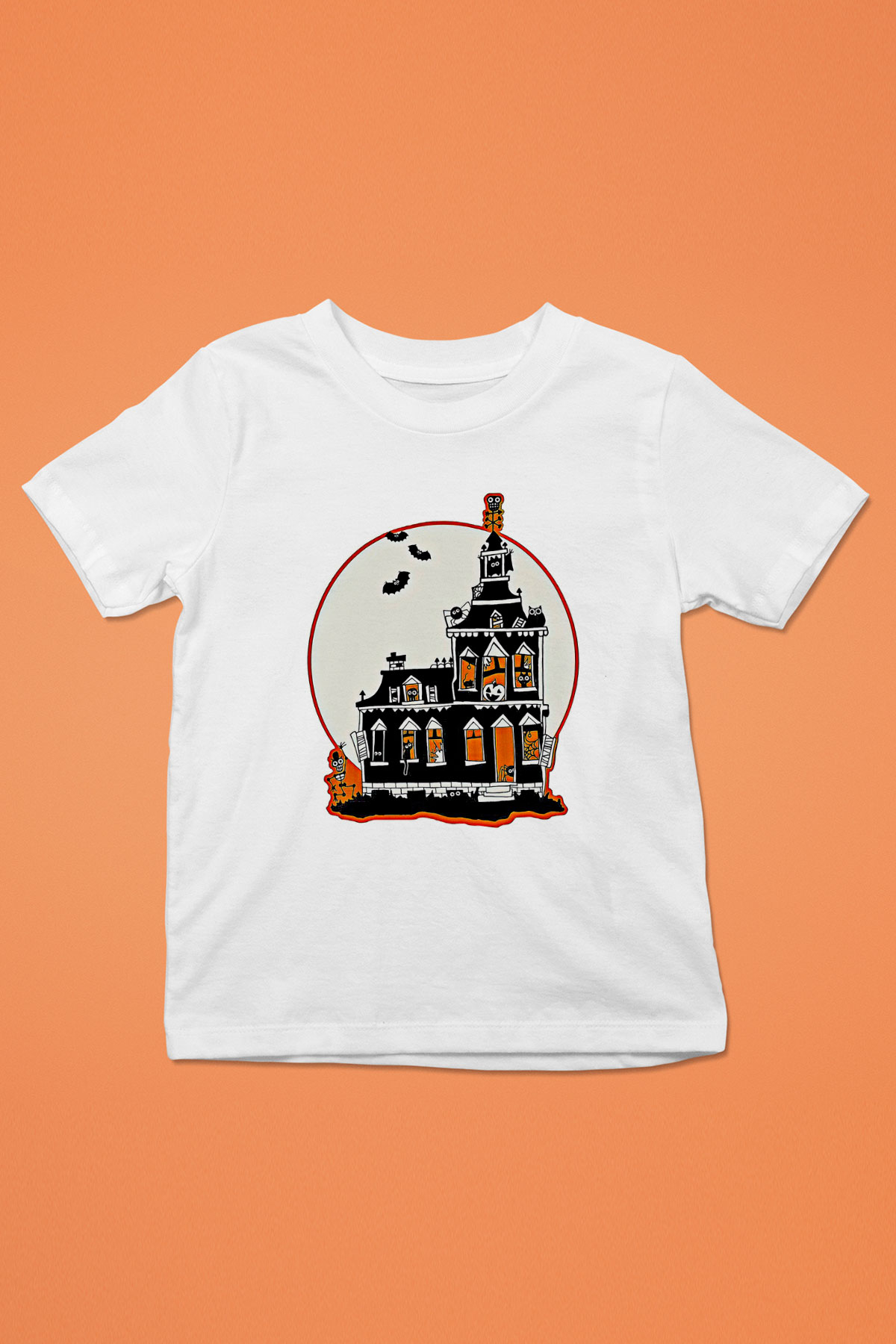 Halloween Baskılı Beyaz Unisex Beyaz Çocuk Tişört - Tshirt