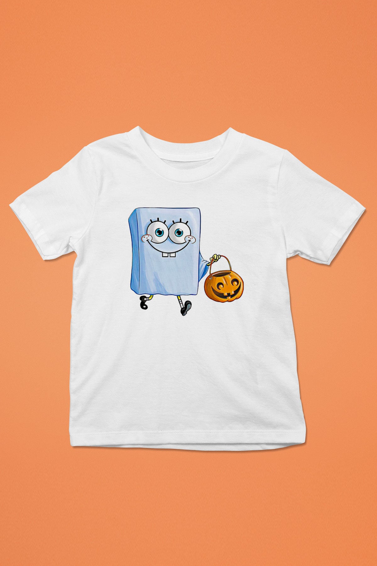Halloween Baskılı Beyaz Unisex Beyaz Çocuk Tişört - Tshirt