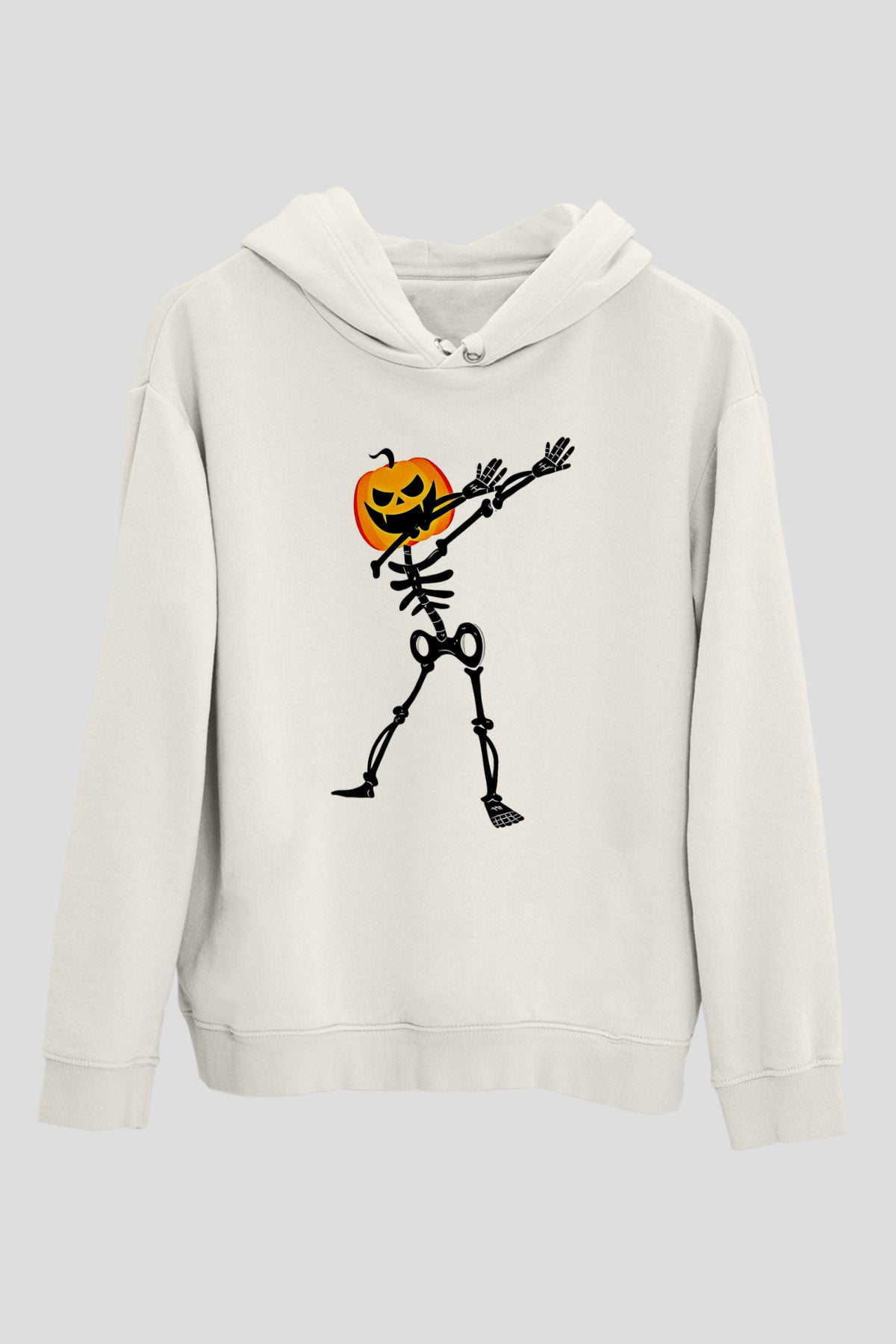 Halloween Baskılı Beyaz Unisex Hoodie