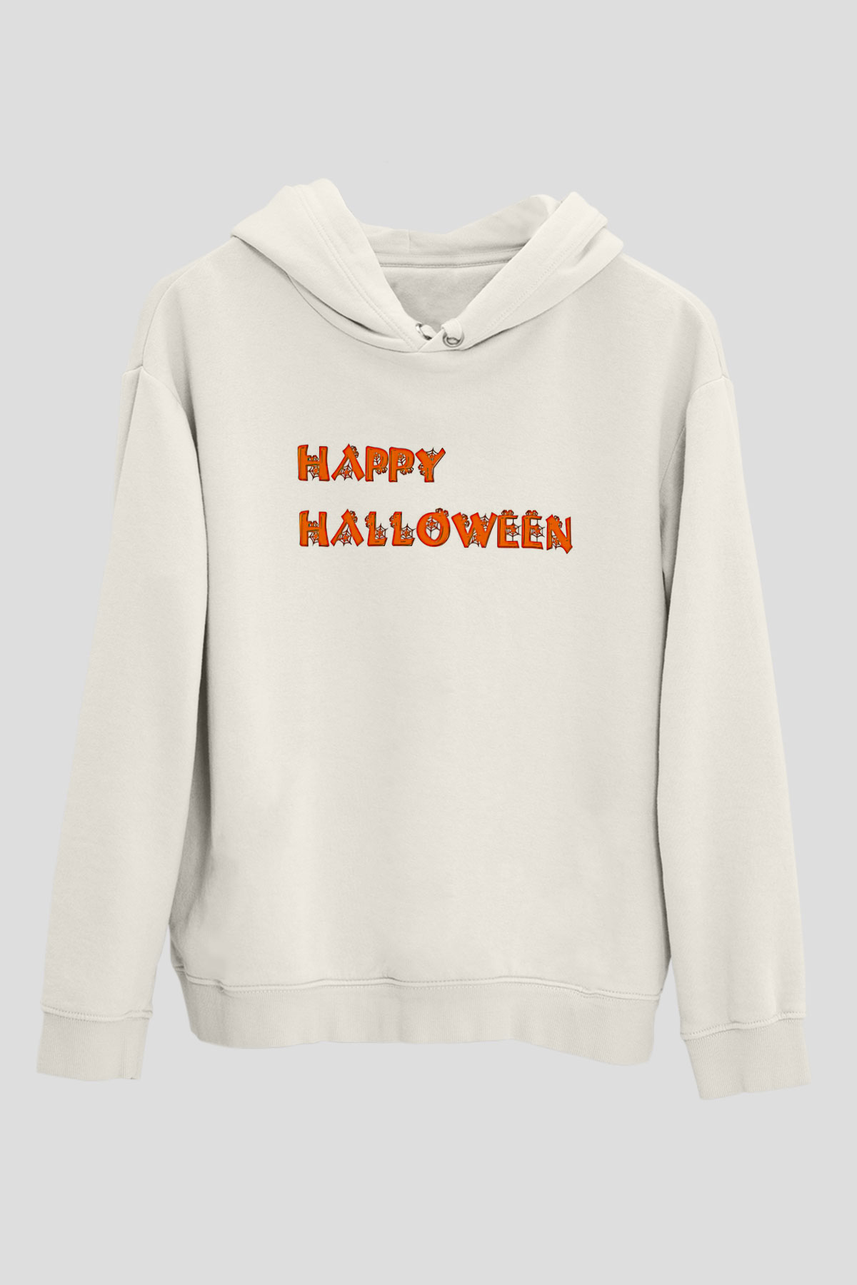 Halloween Baskılı Beyaz Unisex Hoodie