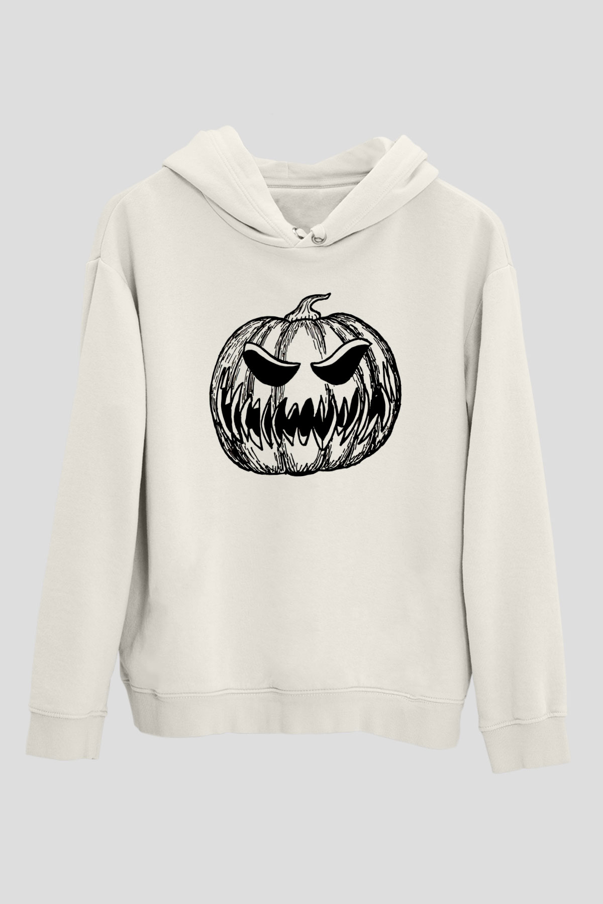 Halloween Baskılı Beyaz Unisex Hoodie