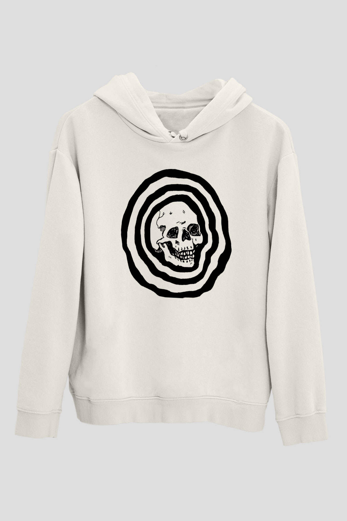 Halloween Baskılı Beyaz Unisex Kapüşonlu Sweatshirt