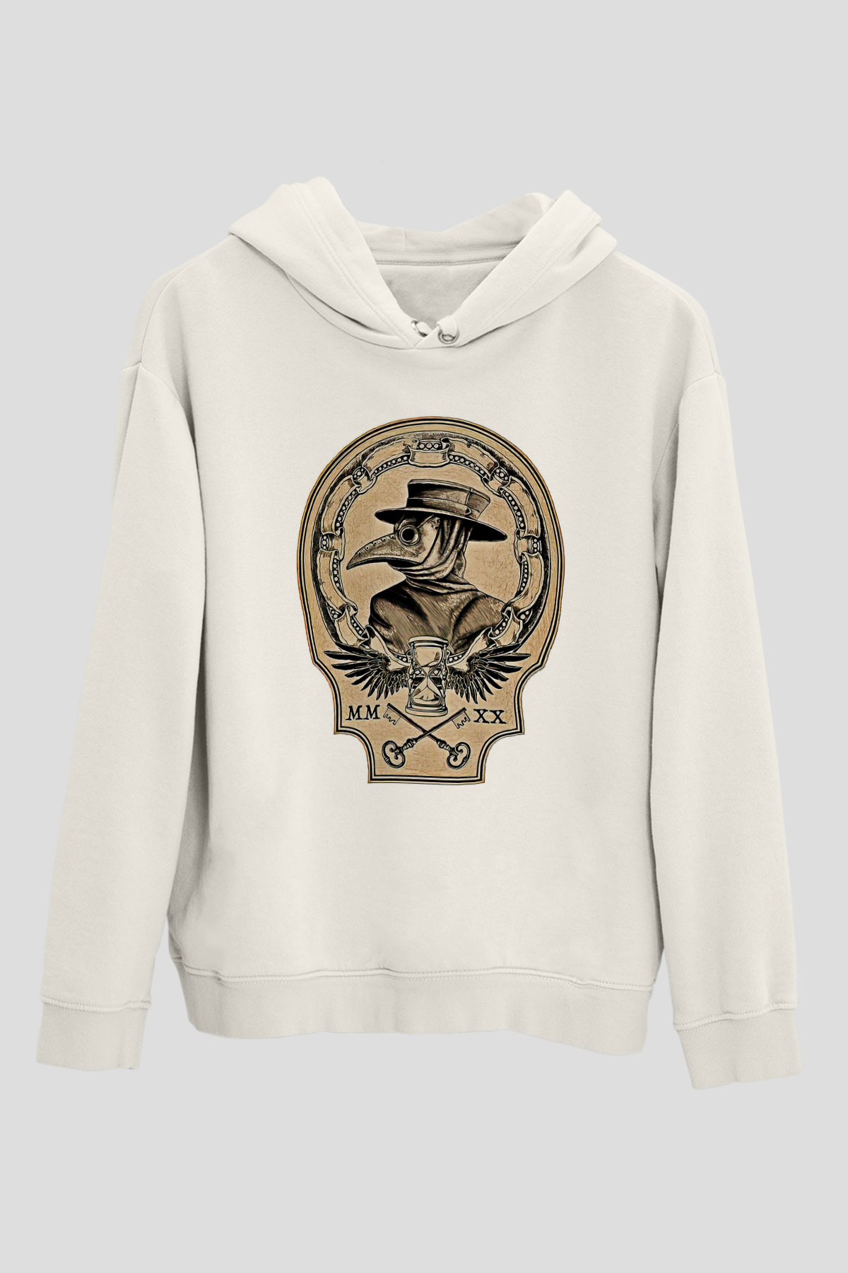 Halloween Baskılı Beyaz Unisex Kapüşonlu Sweatshirt