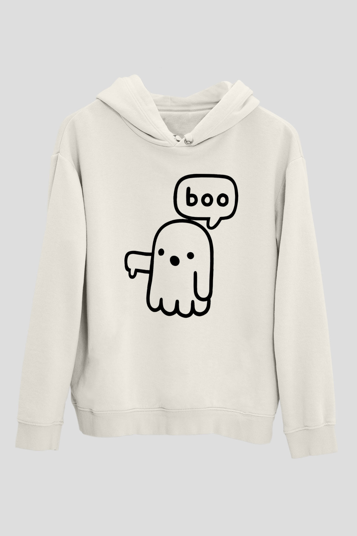 Halloween Baskılı Beyaz Unisex Kapüşonlu Sweatshirt