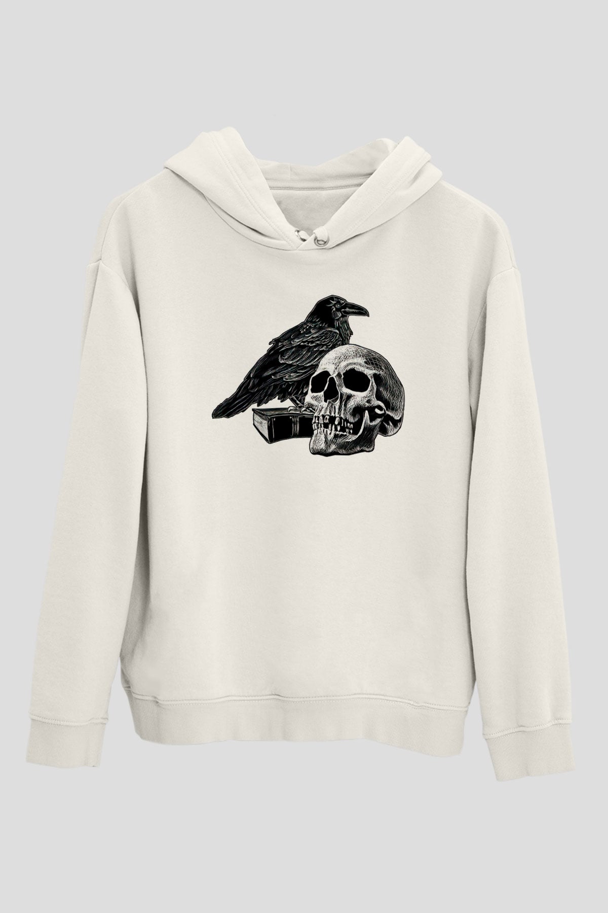 Halloween Baskılı Beyaz Unisex Kapüşonlu Sweatshirt