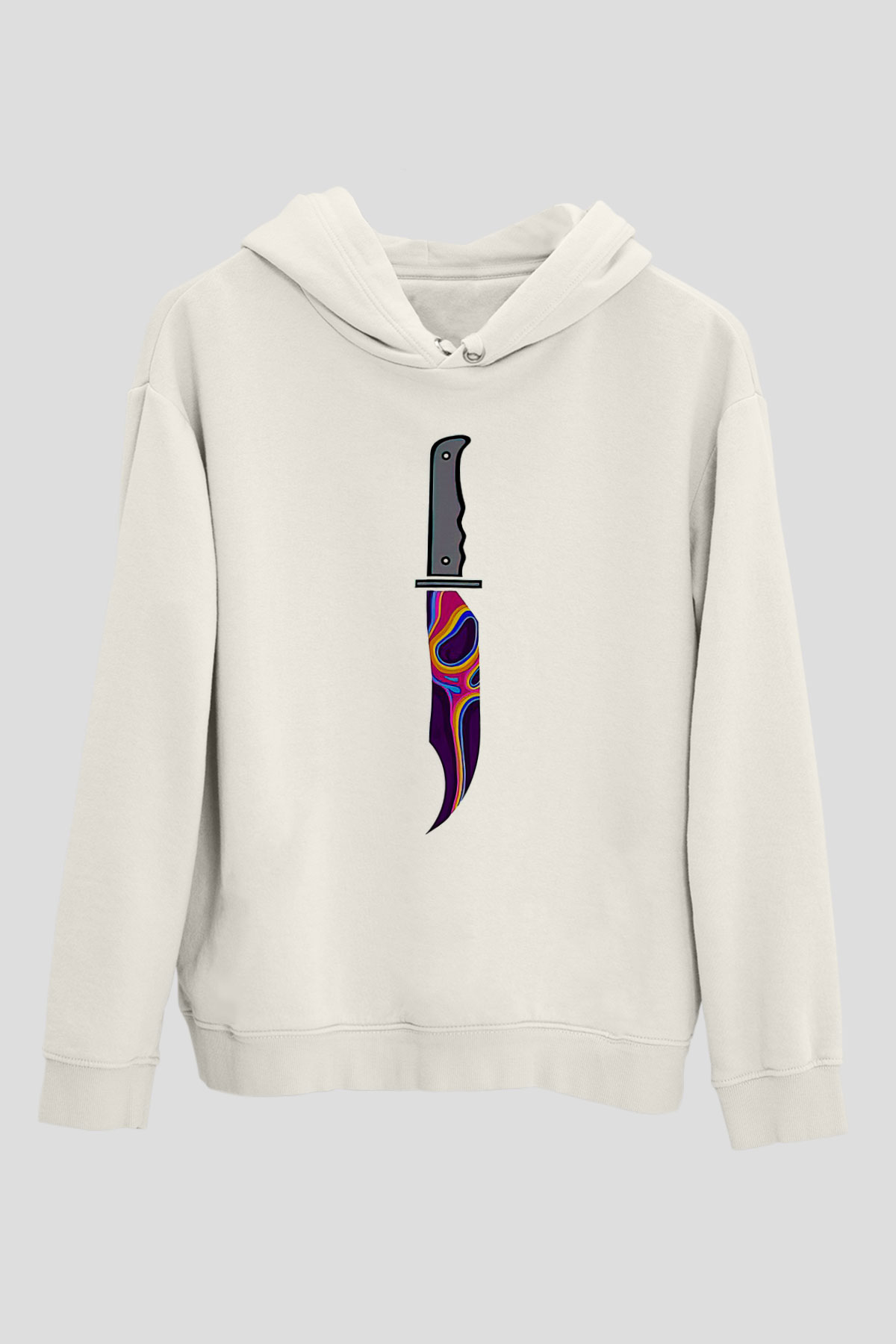Halloween Baskılı Beyaz Unisex Kapüşonlu Sweatshirt