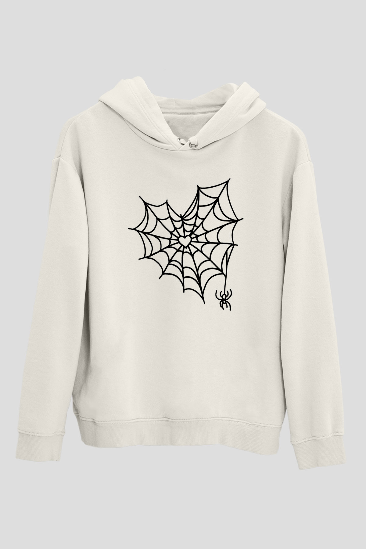 Halloween Baskılı Beyaz Unisex Kapüşonlu Sweatshirt