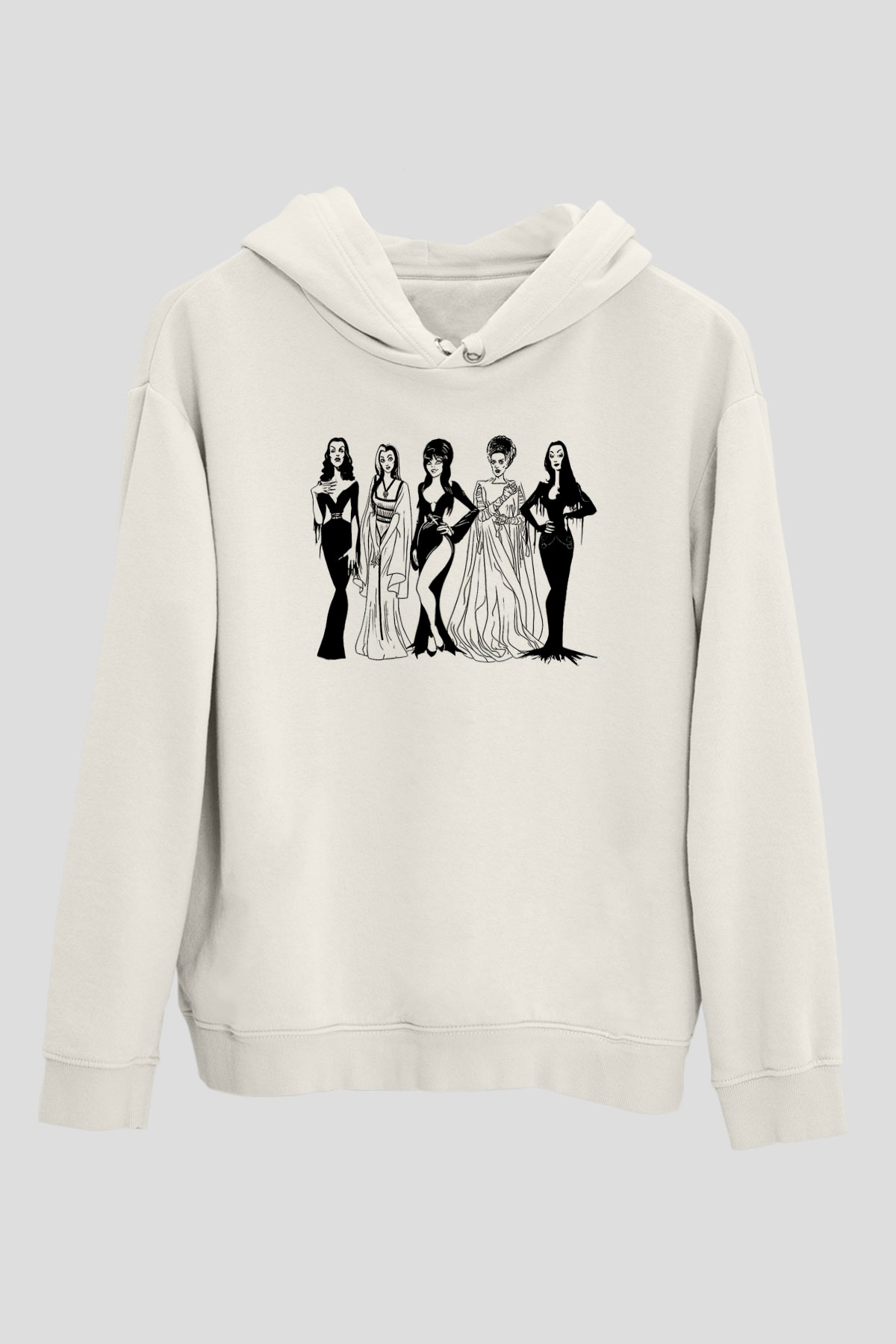 Halloween Baskılı Beyaz Unisex Kapüşonlu Sweatshirt