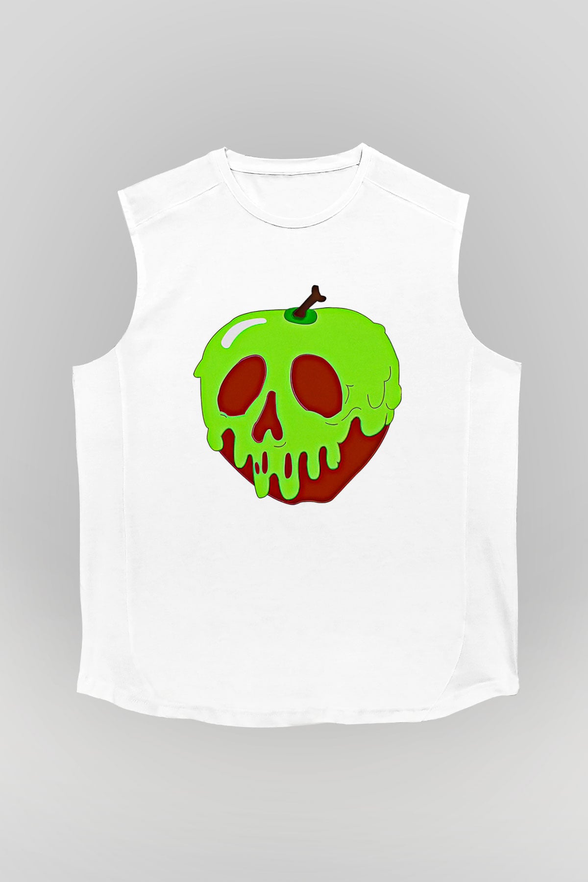 Halloween Baskılı Beyaz Unisex Kolsuz Tişört - Tshirt