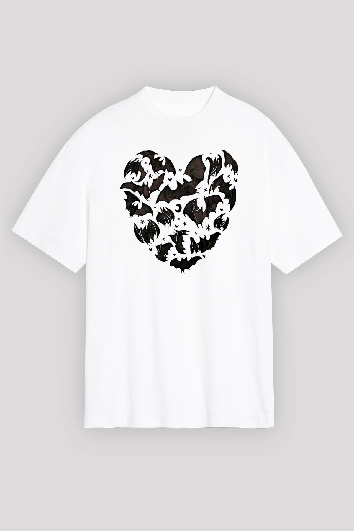 Halloween Baskılı Beyaz Unisex Oversize Tişört - Tshirt