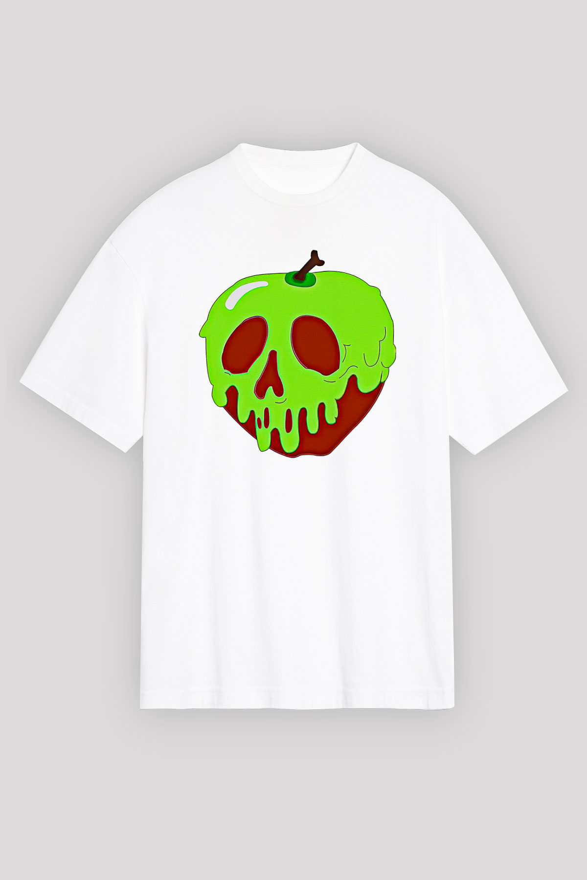 Halloween Baskılı Beyaz Unisex Oversize Tişört - Tshirt