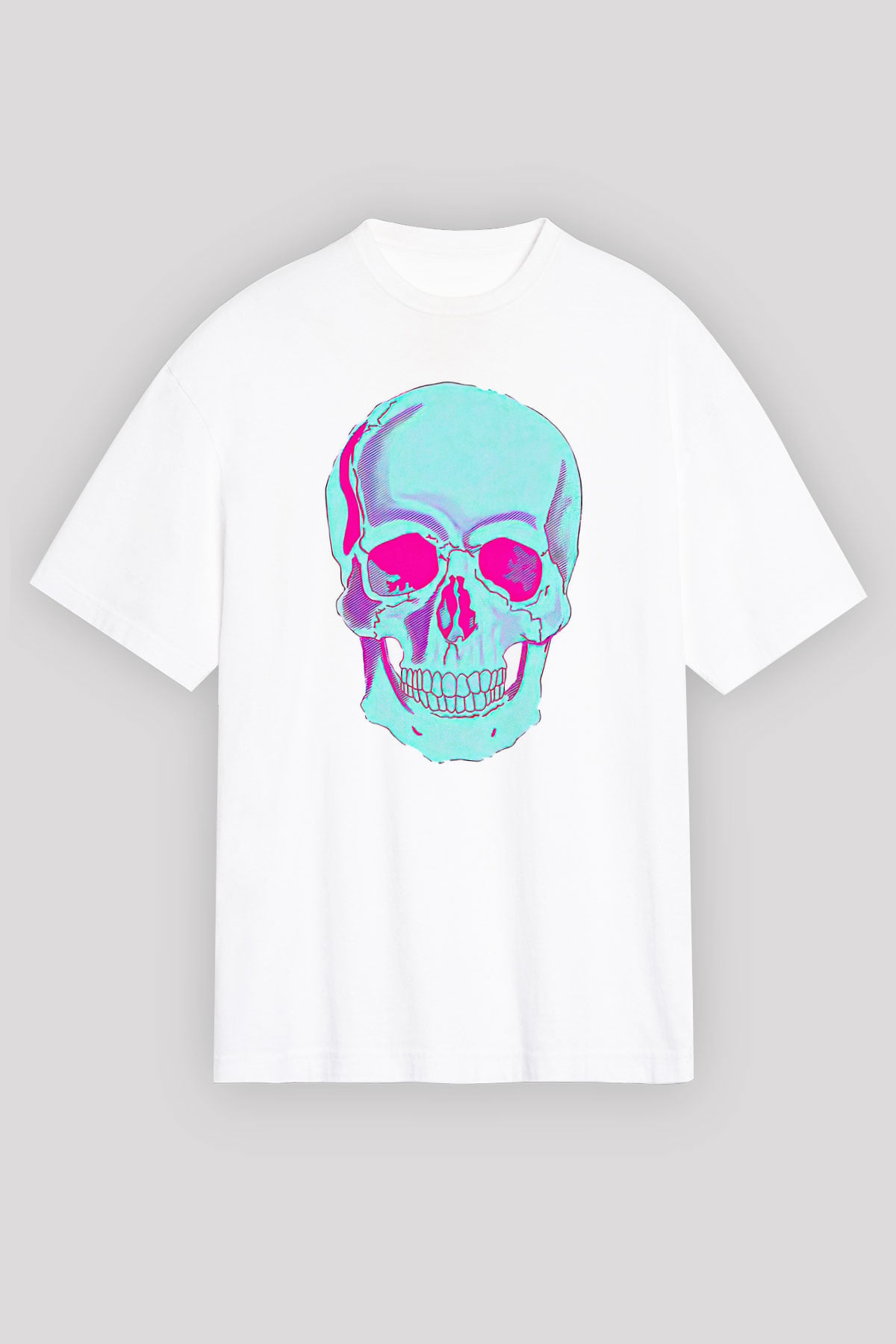 Halloween Baskılı Beyaz Unisex Oversize Tişört - Tshirt