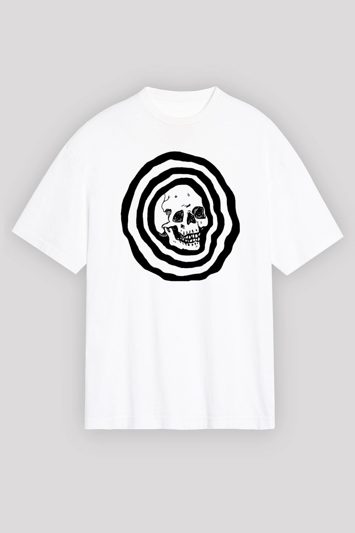 Halloween Baskılı Beyaz Unisex Oversize Tişört - Tshirt