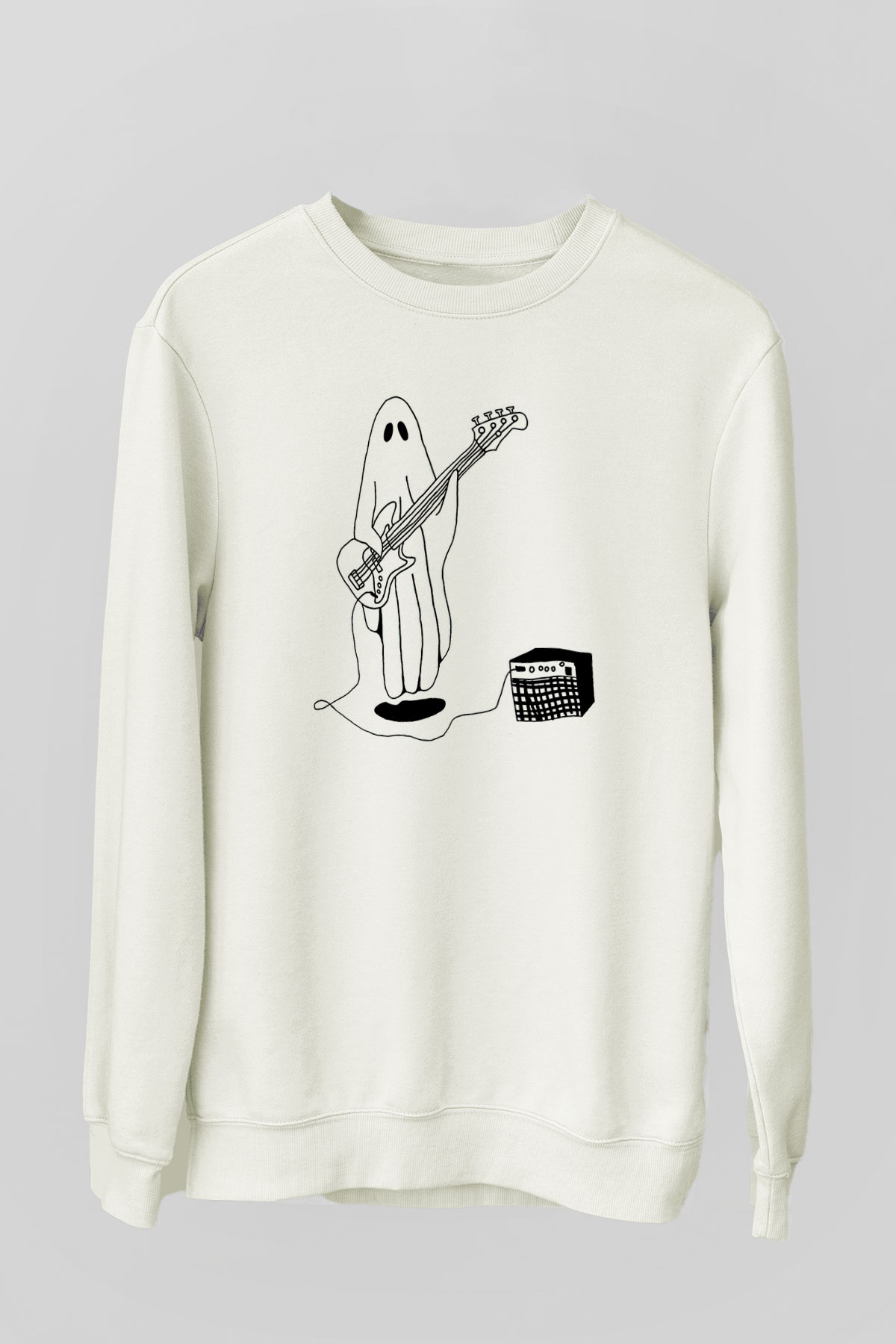 Halloween Baskılı Beyaz Unisex Sweatshirt
