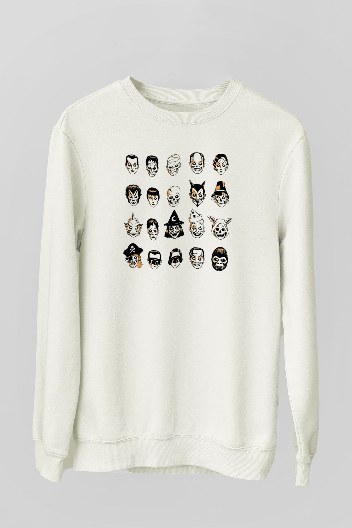 Halloween Baskılı Beyaz Unisex Sweatshirt