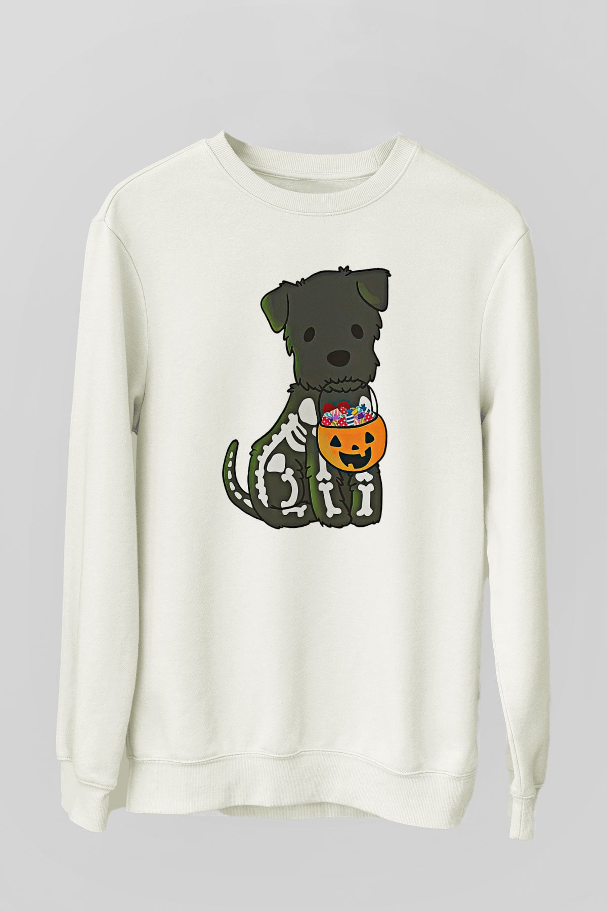 Halloween Baskılı Beyaz Unisex Sweatshirt