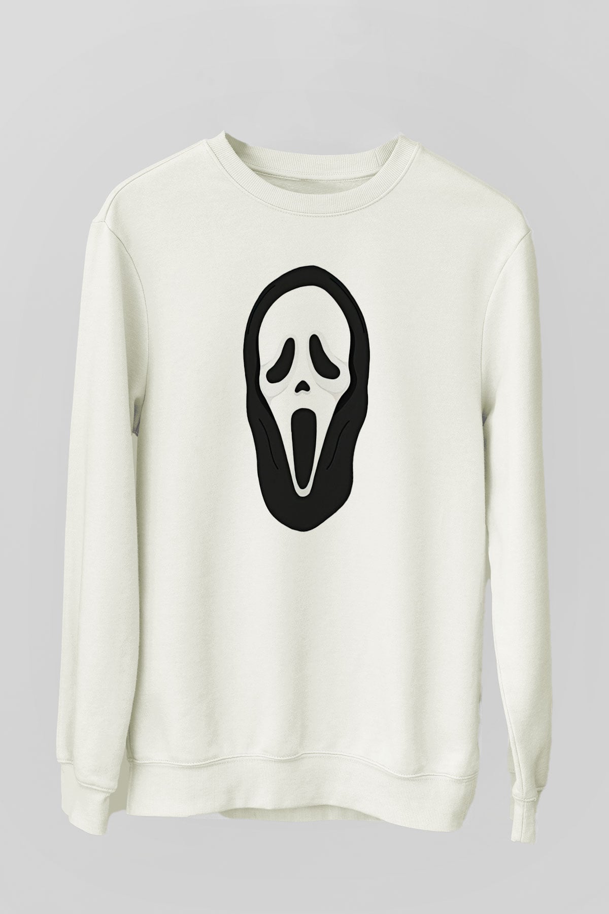 Halloween Baskılı Beyaz Unisex Sweatshirt