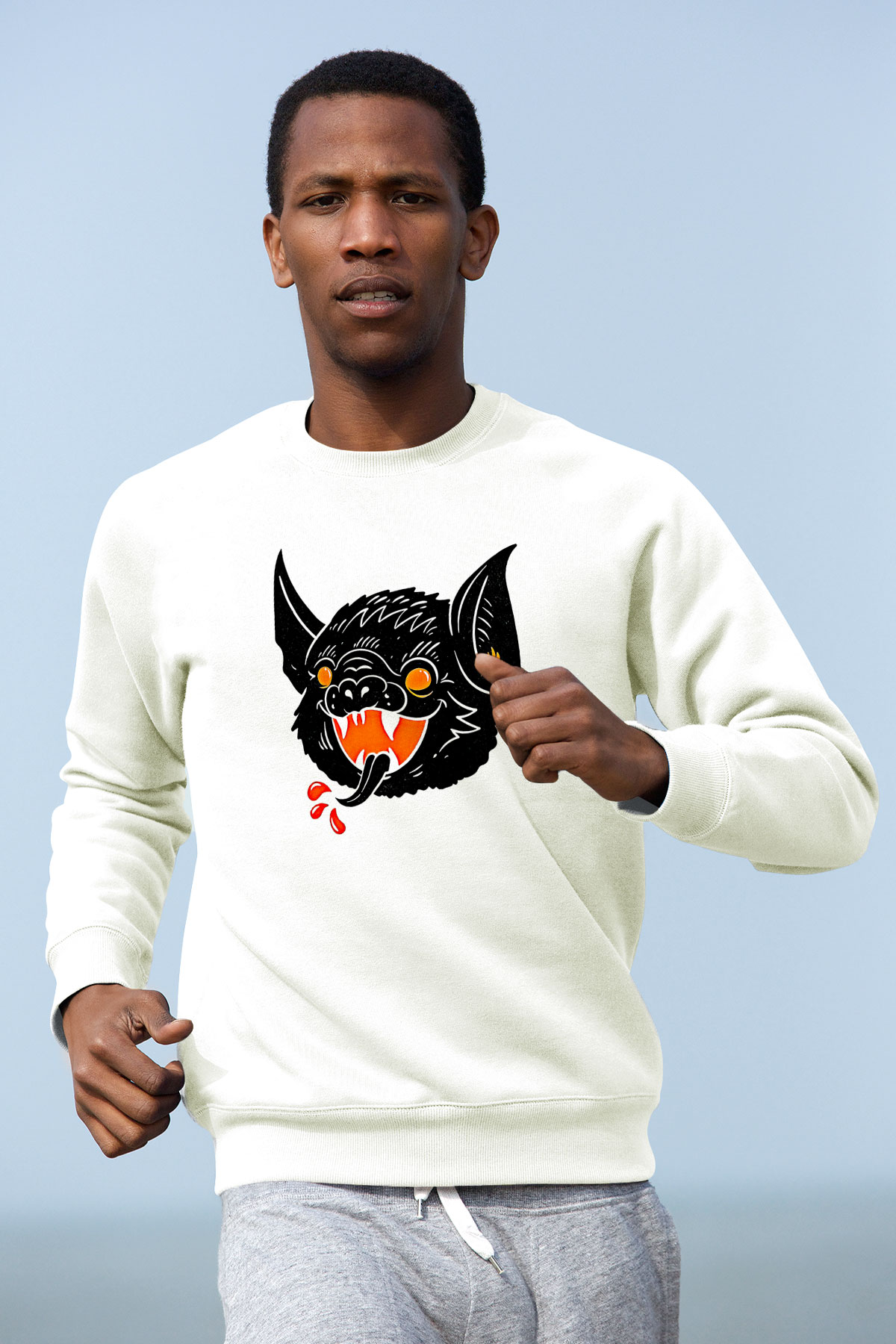 Halloween Baskılı Beyaz Unisex Sweatshirt