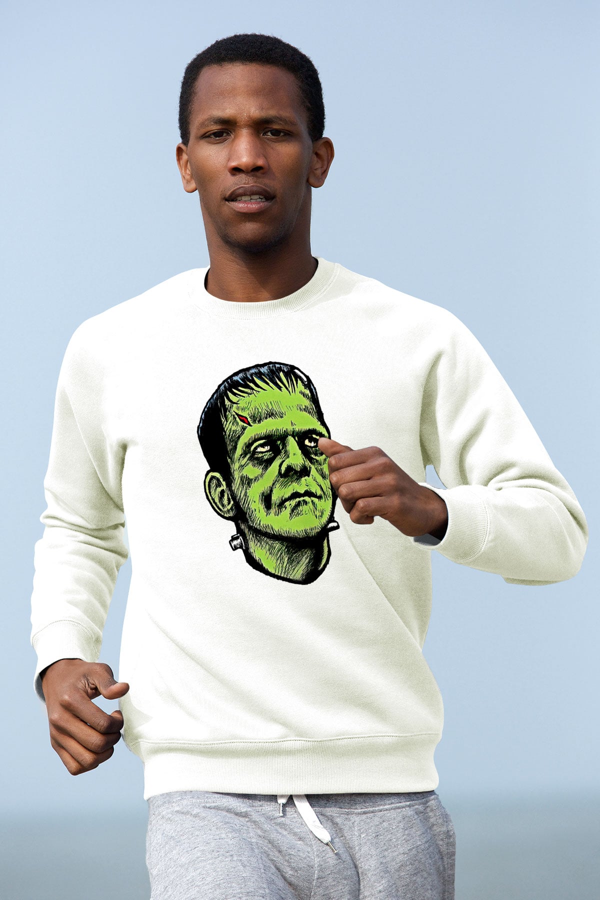 Halloween Baskılı Beyaz Unisex Sweatshirt