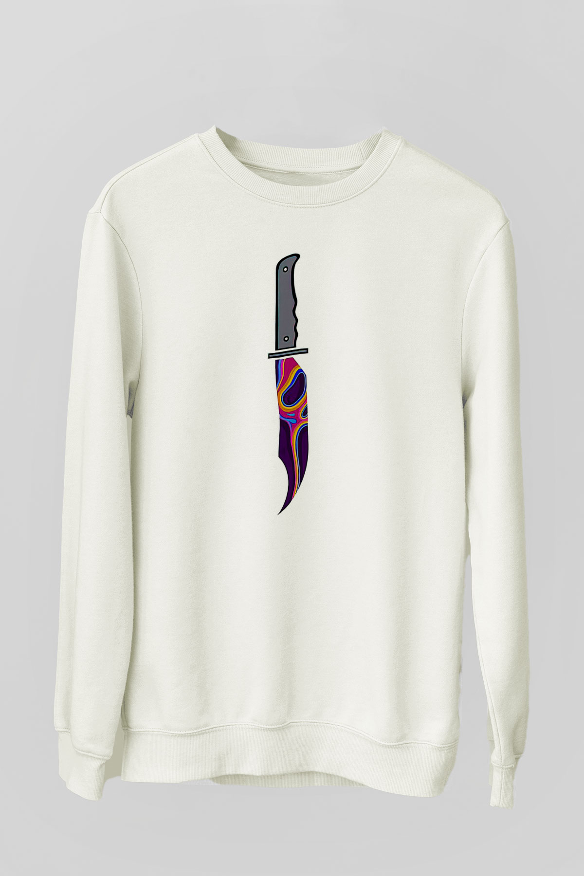 Halloween Baskılı Beyaz Unisex Sweatshirt
