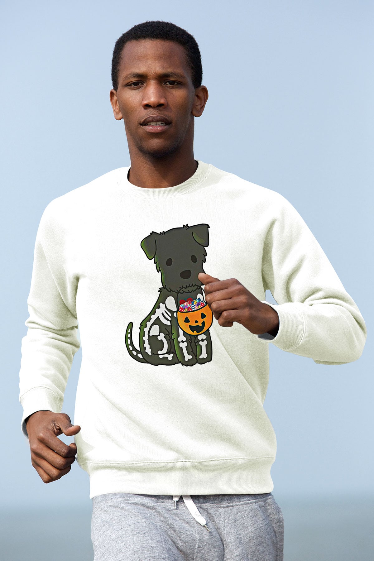 Halloween Baskılı Beyaz Unisex Sweatshirt