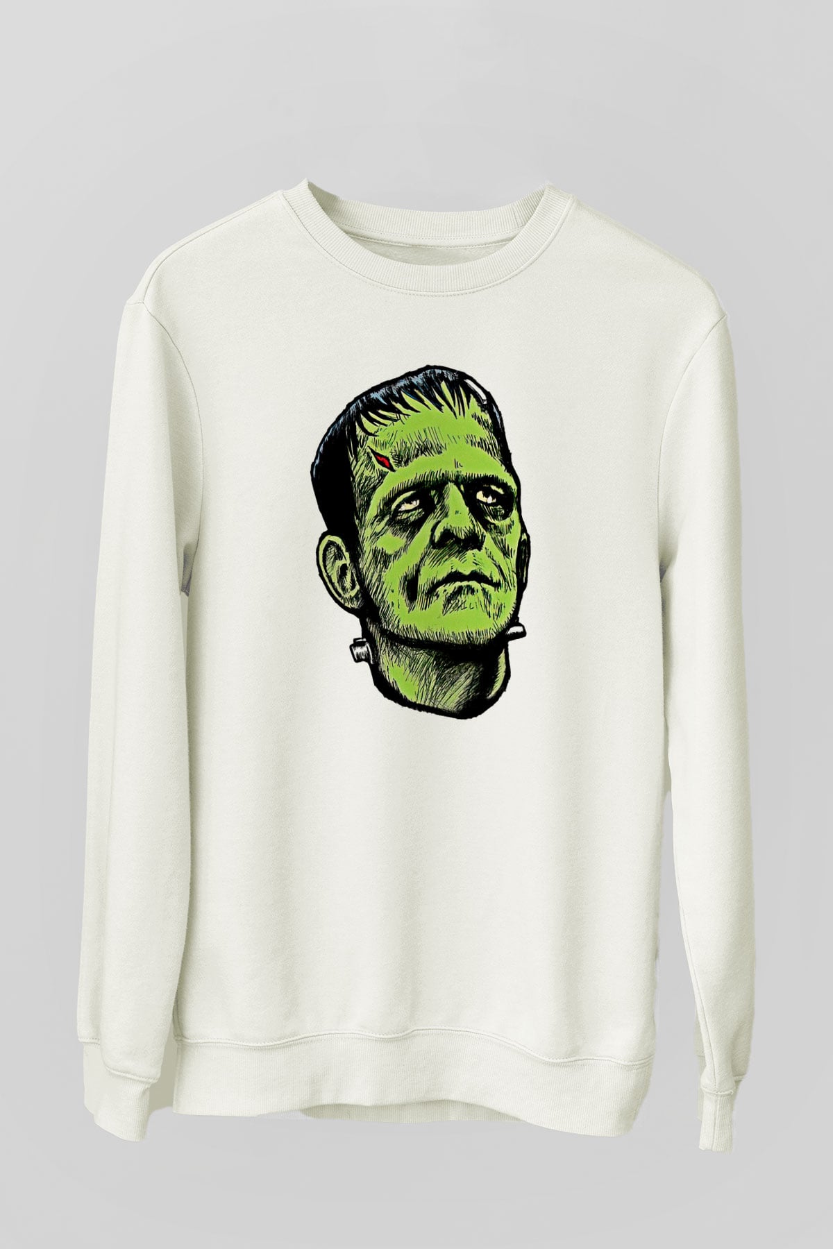 Halloween Baskılı Beyaz Unisex Sweatshirt