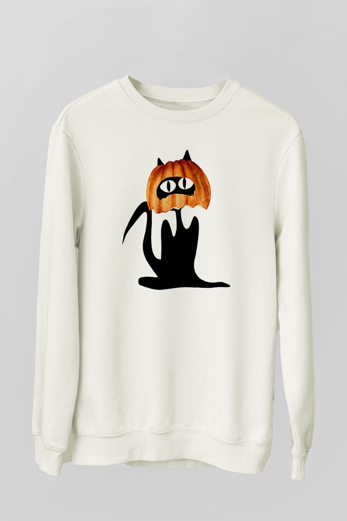 Halloween Baskılı Beyaz Unisex Sweatshirt