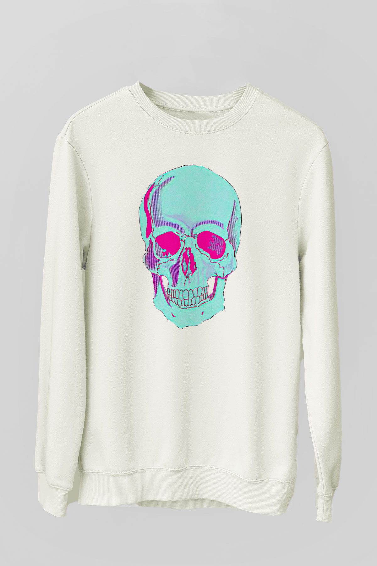 Halloween Baskılı Beyaz Unisex Sweatshirt