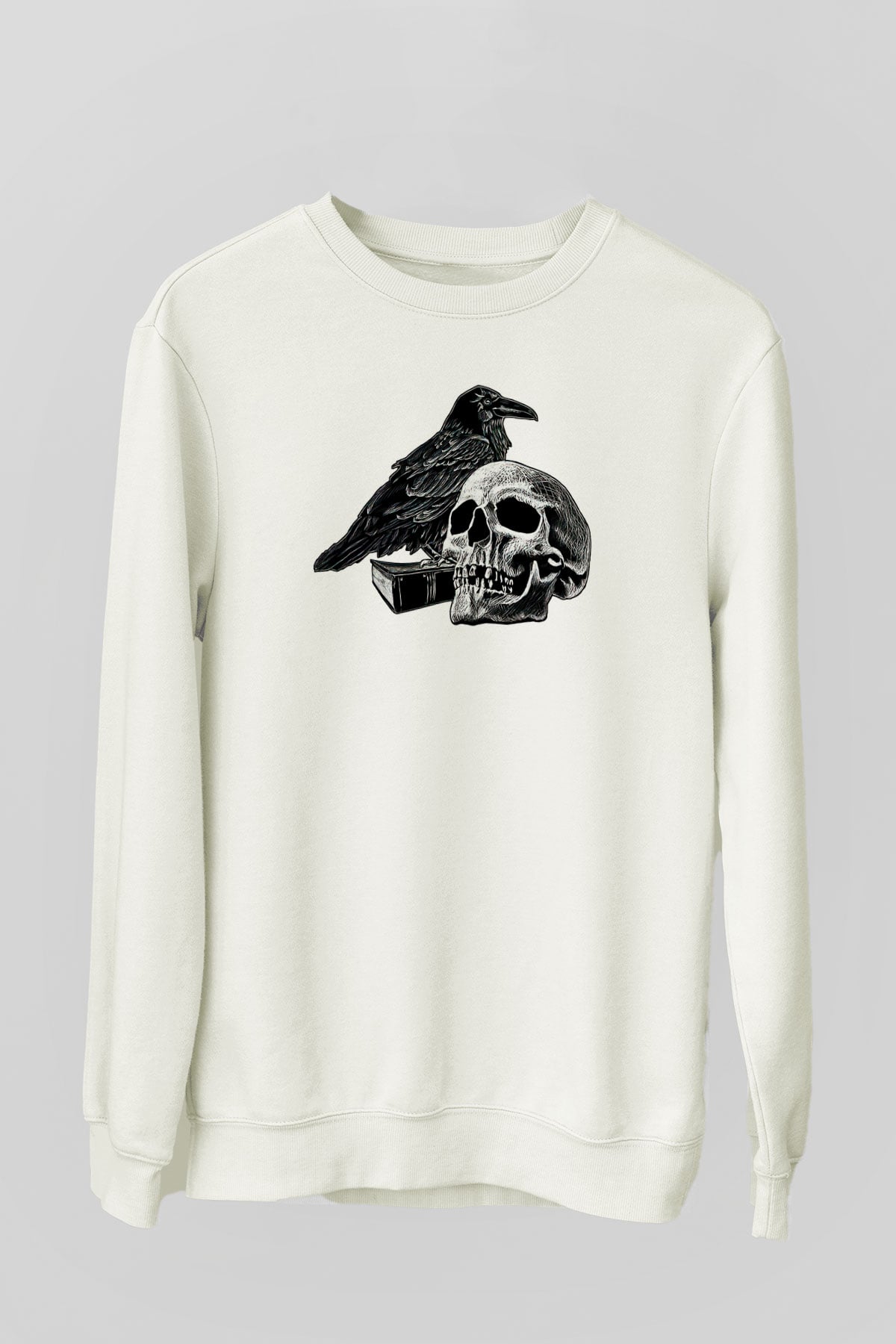 Halloween Baskılı Beyaz Unisex Sweatshirt