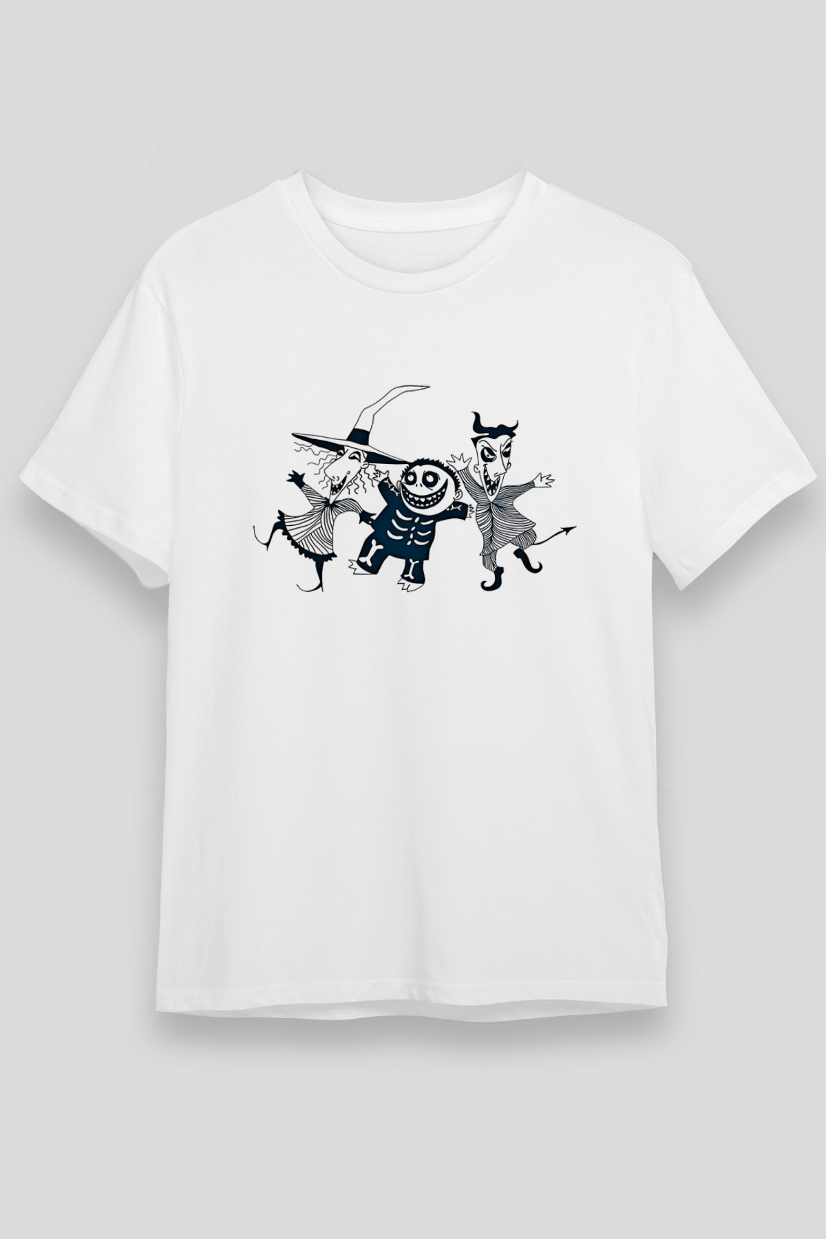 Halloween Baskılı Unisex Beyaz Tişört - Tshirt