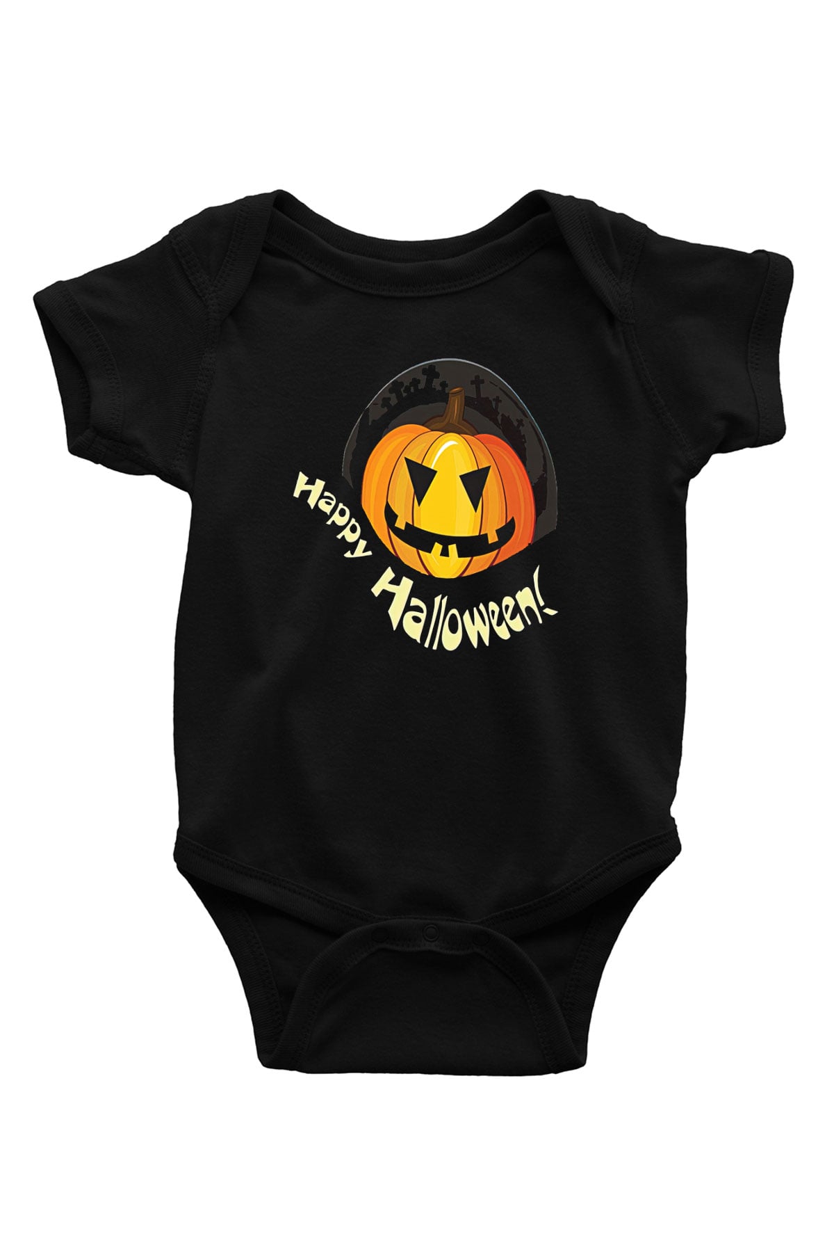 Halloween Baskılı Unisex Siyah Bebek Body - Zıbın
