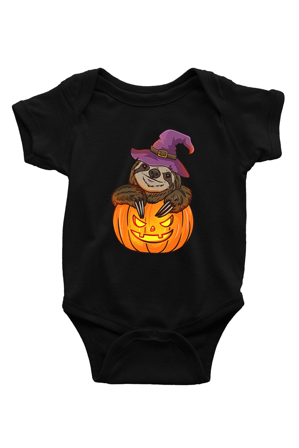 Halloween Baskılı Unisex Siyah Bebek Body - Zıbın