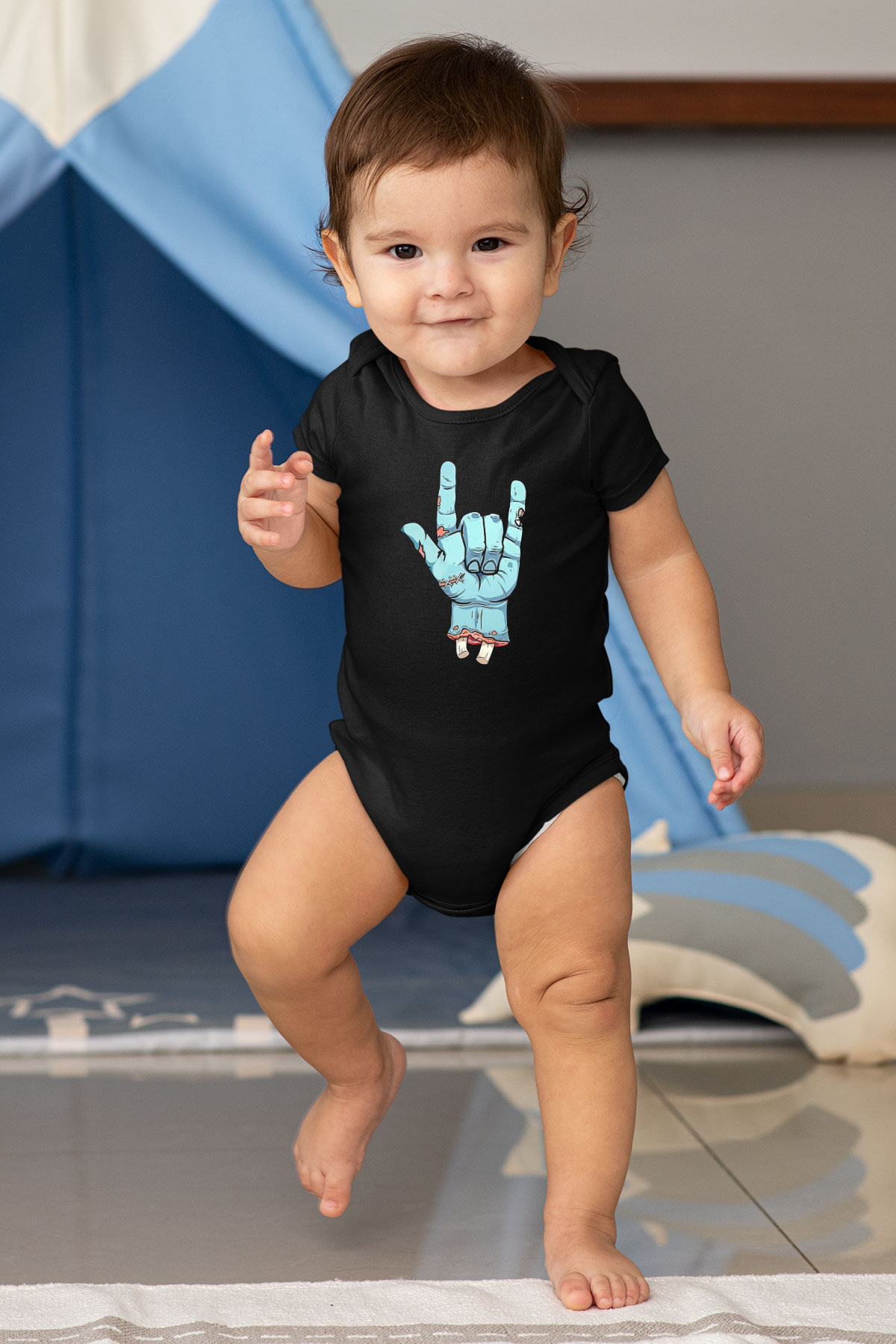 Halloween Baskılı Unisex Siyah Bebek Body - Zıbın